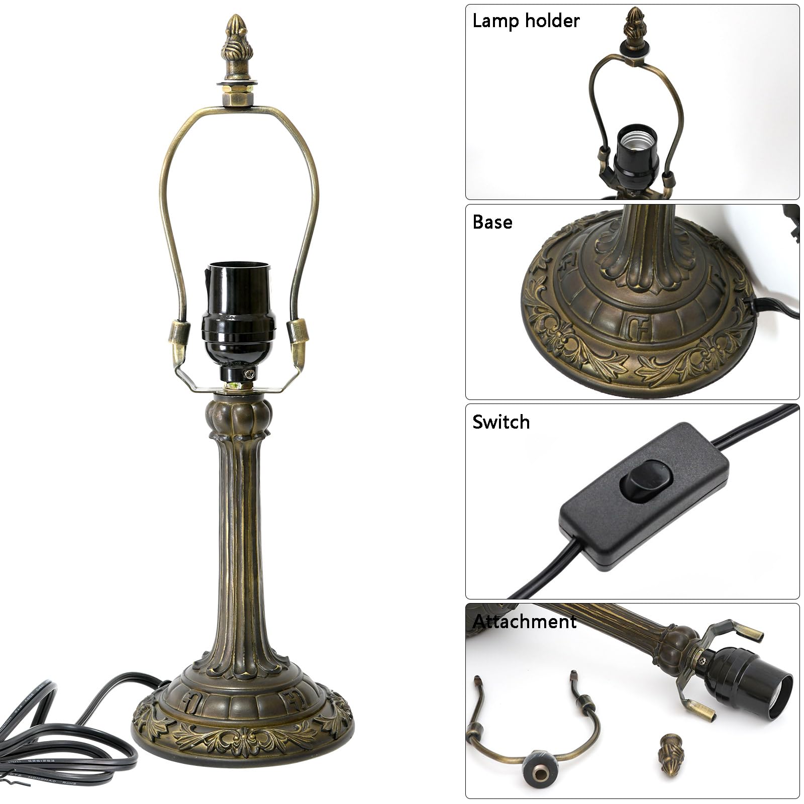 Wecrejoni Tiffany Lamp Stained Glass Table Lamp 8X8X14 Inches Desk Reading Light Decor Beside Bedroom Living Room Home (H-1056-