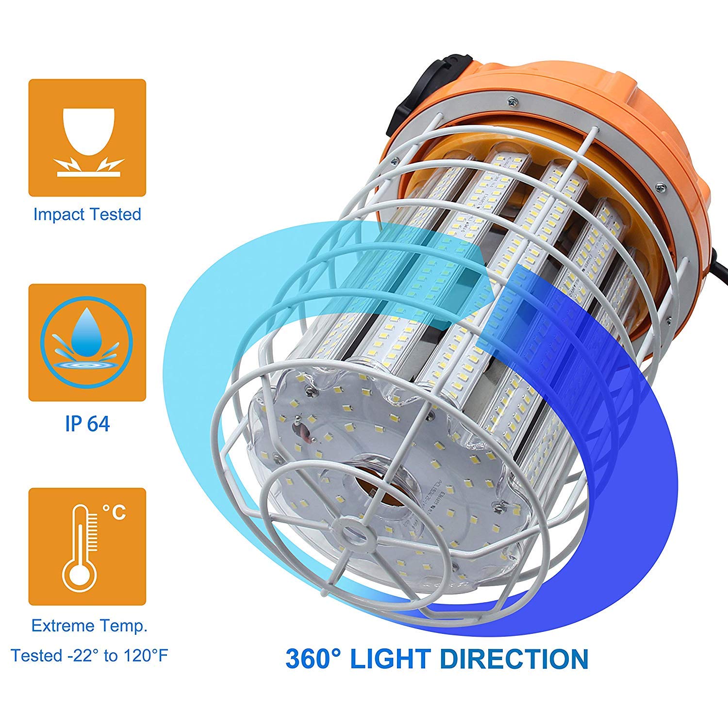 NS 100W LED Temporary Work Light - Waterproof Construction Lighting, 15500Lm, 5000K Daylight, Model 778469916506