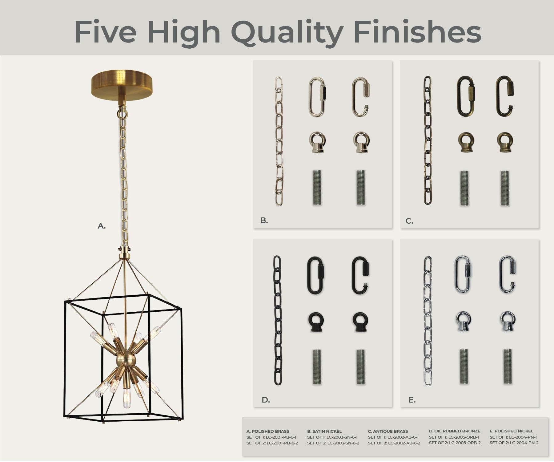 Royal Designs, Inc. Lc-2001-Pb-6-2 Heavy Duty Lighting Fixture Chain, Polished Brass-2 Pack