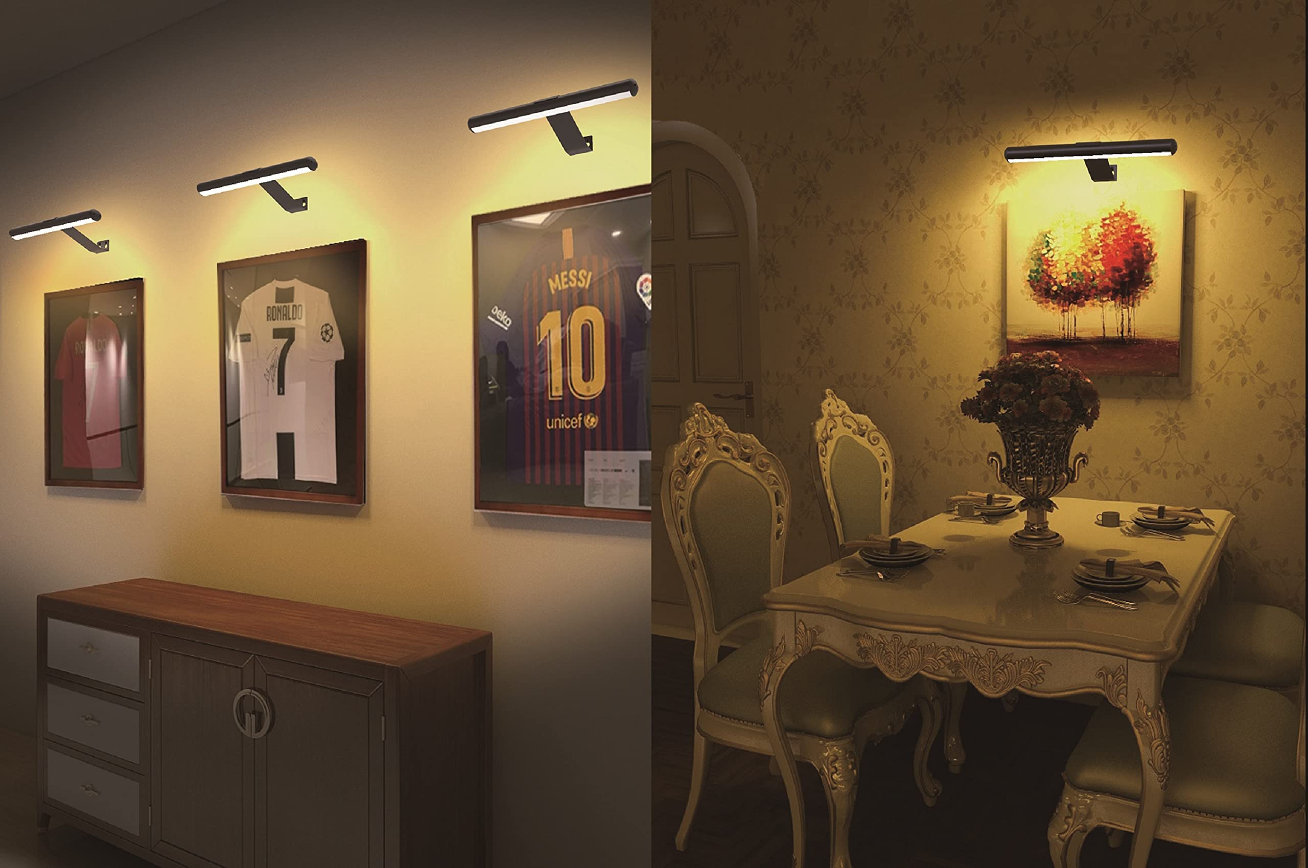 Yaqiihome Wireless Picture Light With Remote, Dimmable Led, 4000Mah Battery, Black Metal