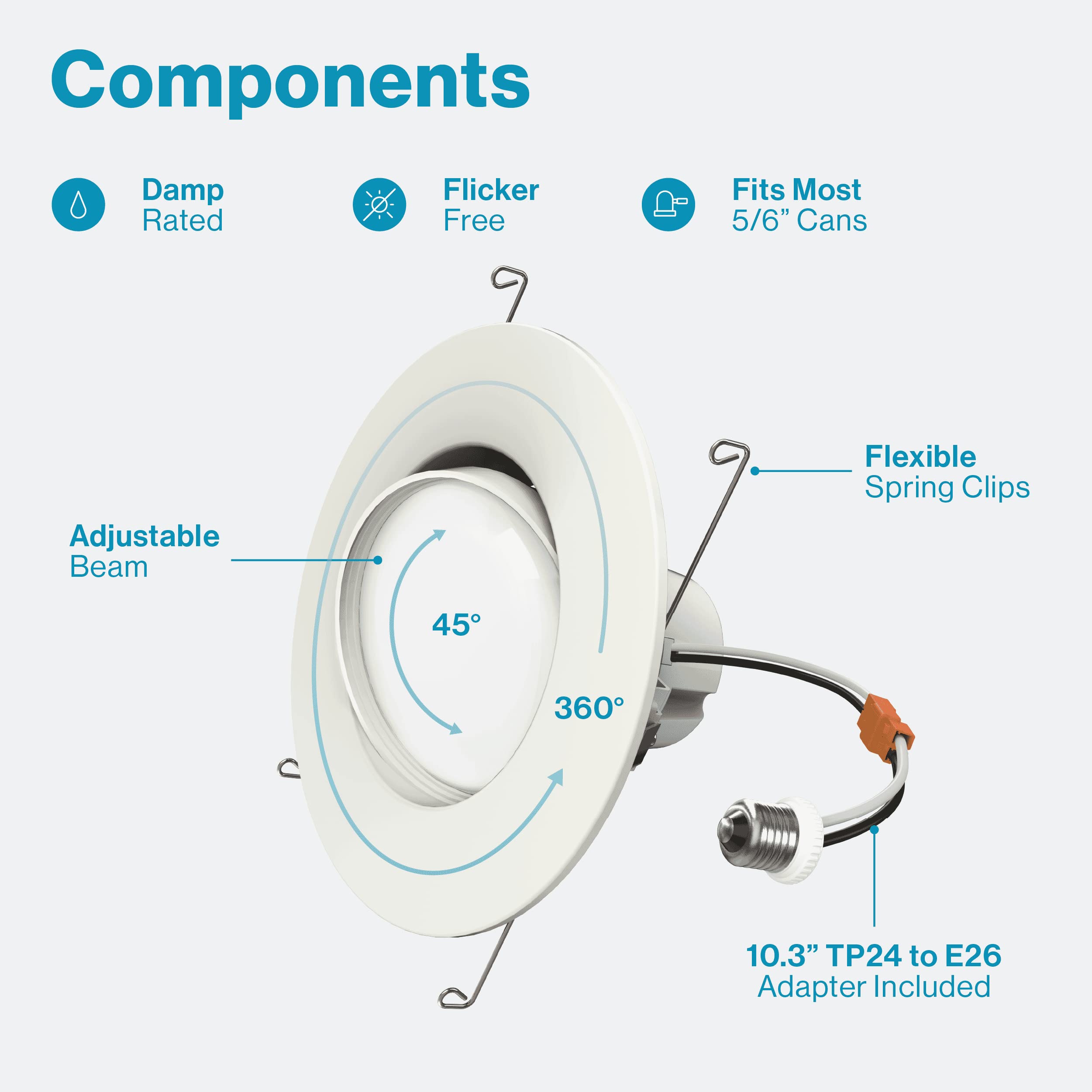 Sunco Led Can Lights Eyeball Retrofit Gimbal 5/6 Inch Recessed Lights Dimmable, 12W=60W, 3000K Warm White, 800 Lm, Directional Angled Trim Adjustable Ceiling Downlight, Ul Energy Star