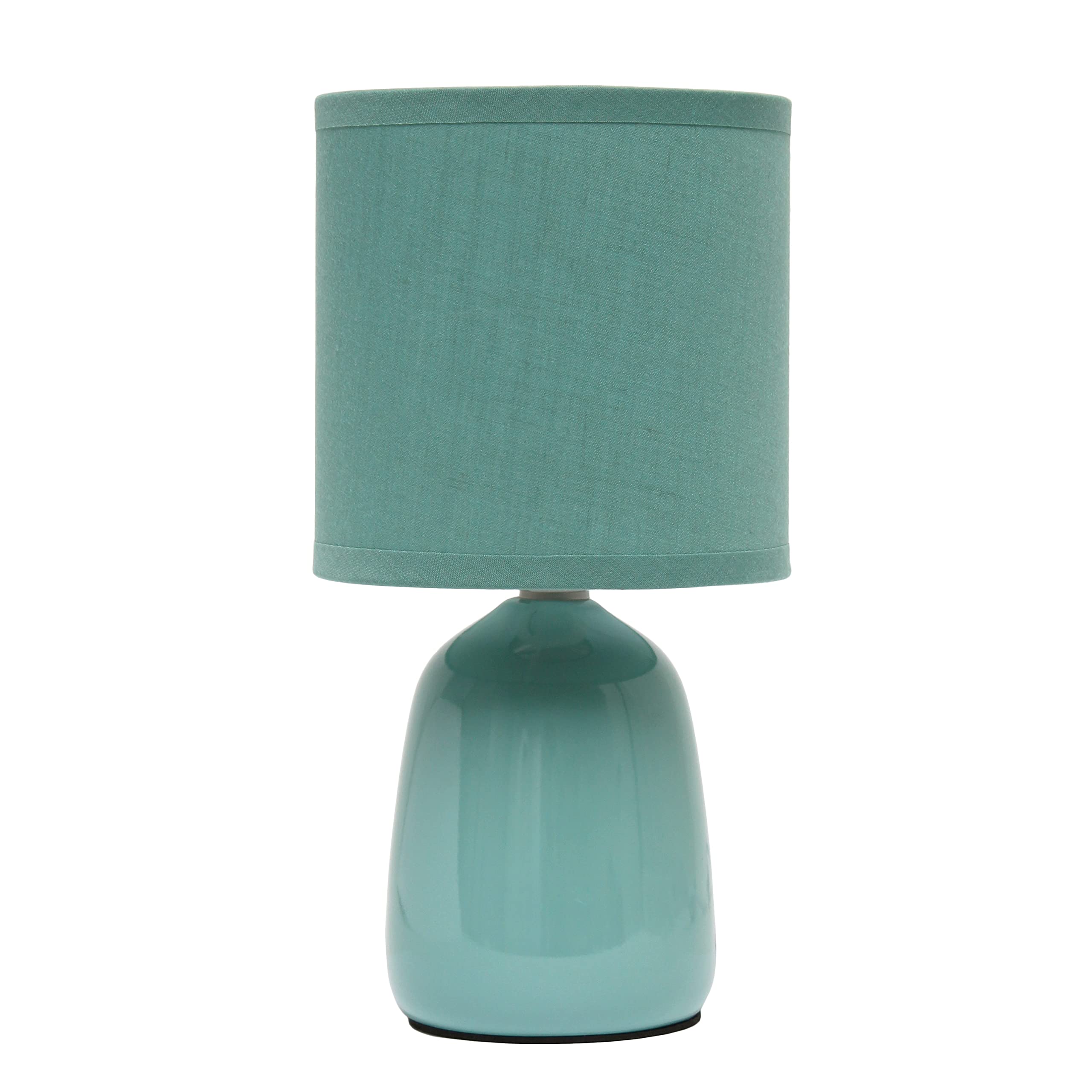 Simple Designs Lt1134-Sea 10.04&quot; Tall Traditional Ceramic Thimble Base Bedside Table Desk Lamp W Matching Fabric Shade For Home Decor, Nightstand, Bedroom, Living Room, Entryway, Office, Seafoam