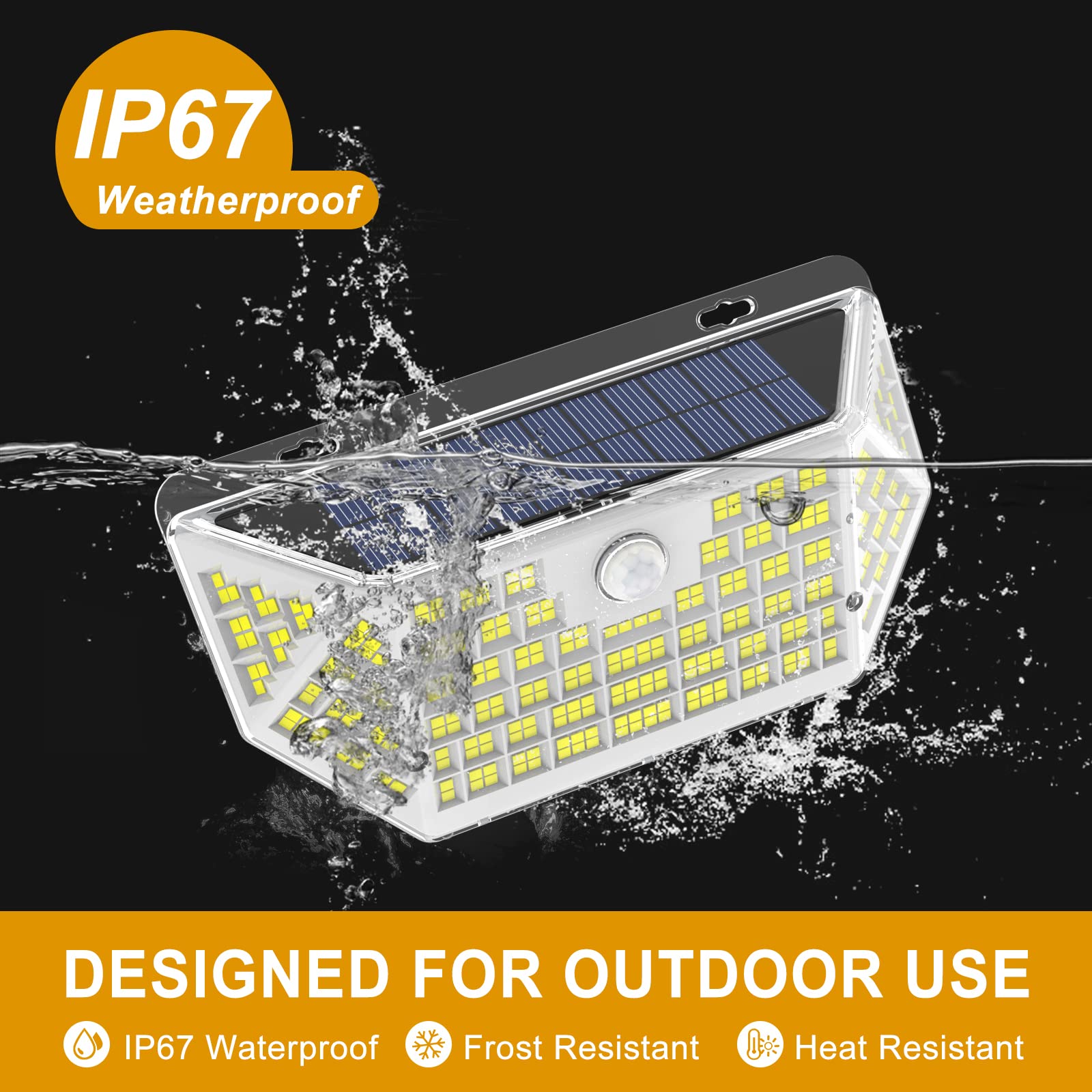 NACINIC 314 LEDs Motion Sensor Flood Lights 800LM 6000K IP67 Waterproof 270° Wide Angle 1 Pack White