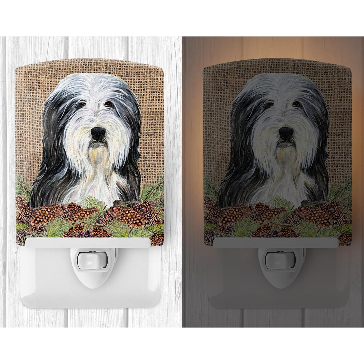 Carolines Treasures Ceramic Night Light, Bearded Collie Design, UL-Certified, 6x4x3 inches, Ideal for Bedroom, Bathroom, Nursery
