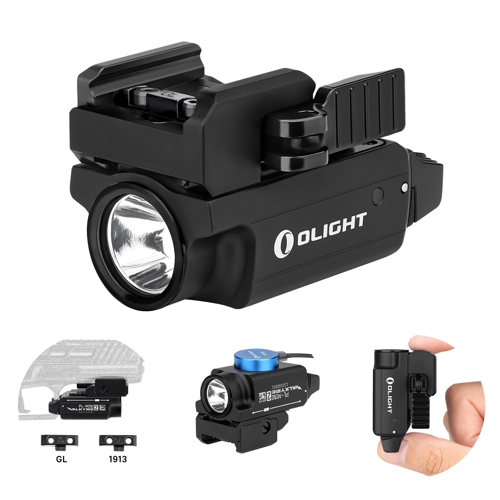 OLIGHT PL-Mini 2 Valkyrie 600 Lumens Magnetic USB Rechargeable Compact Weaponlight with Adjustable Rail, High Performance CW LED