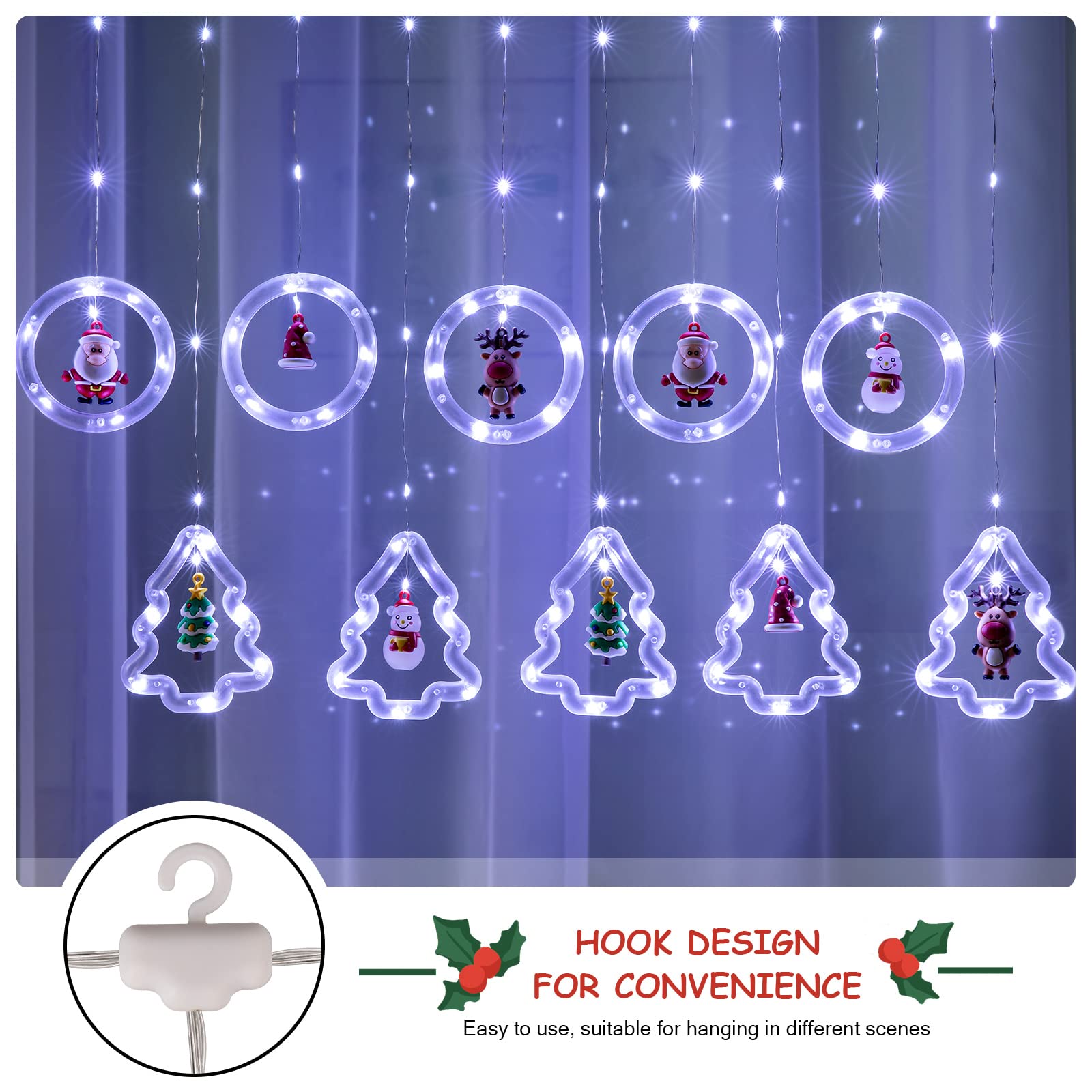 Bloomwin Window Lights Christmas Decorations 9.8Ft Usb Novelty Xmas Hanging Tree Ring Light For Indoor Bedroom Outdoor - Christmas Led Window Decorations