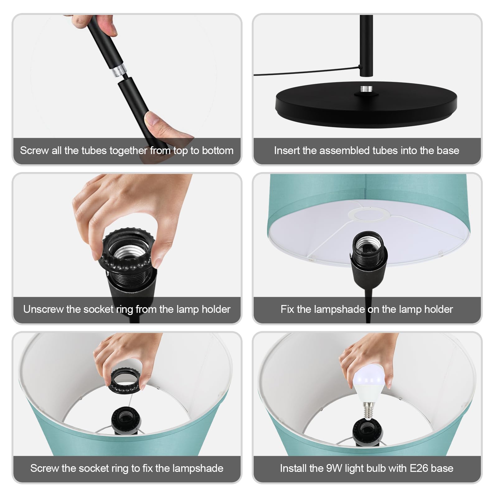 Floor Lamp  Standing Lamp  Modern Floor Lamps With Green Lampshades  Foot Switch  59  Tall  Bright Pole Lamps For Living Room  Bedroom  Office  Nightstand  Kids  Gift  Green Lamp (Without Bulb)