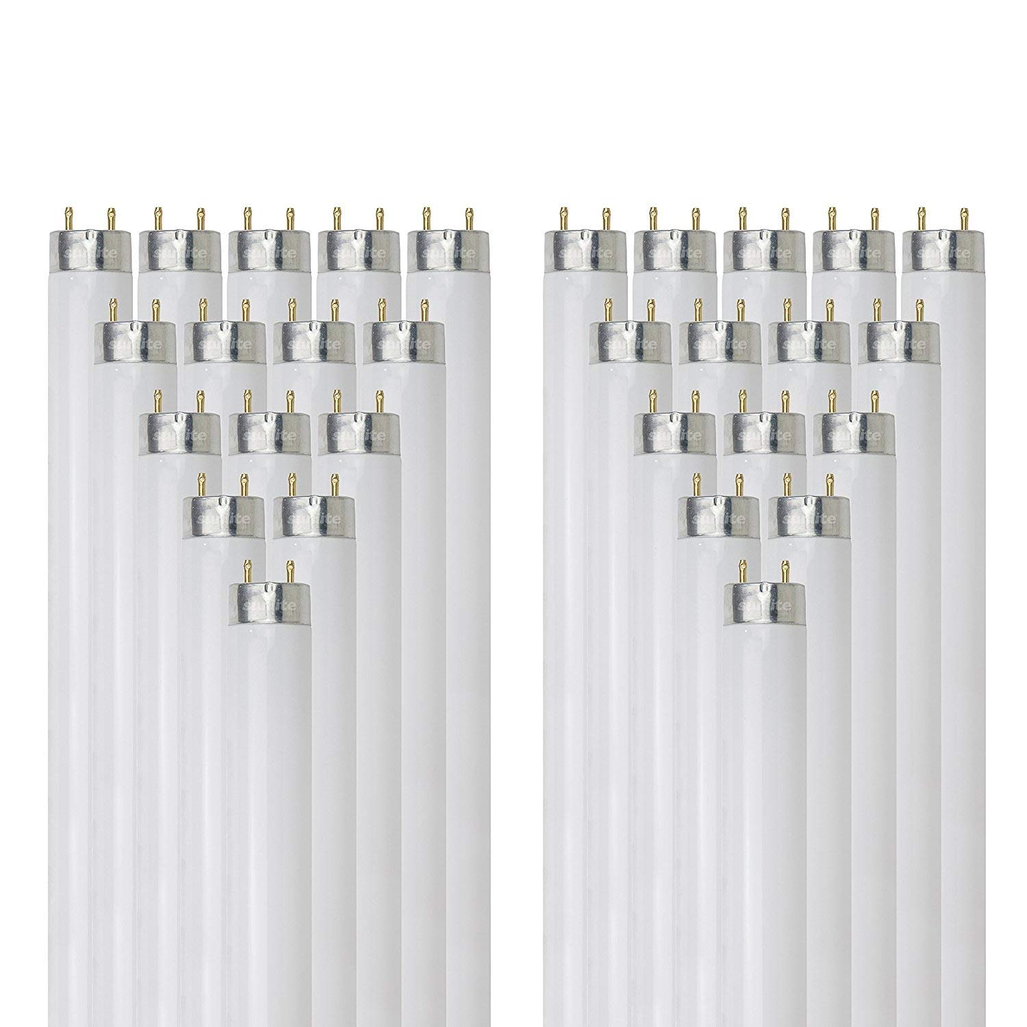Sunlite F17T8/SP750 17-Watt T8 Linear Fluorescent Light Bulb Medium Bi Pin Base  5000K  30-Pack