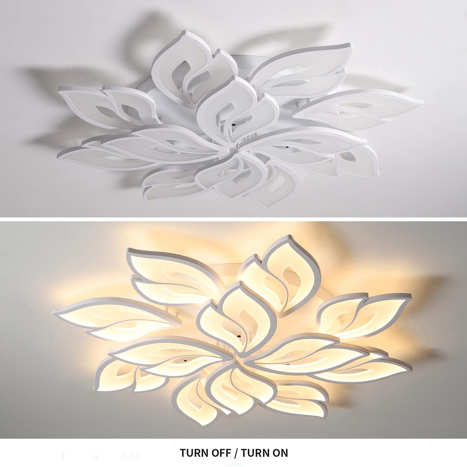 Jaymp 35.4'' Flower Shaped Ceiling Light Dimmable Modern Ceiling Lamp Remote Control Led Lighting Fixture For Living Room Kitche
