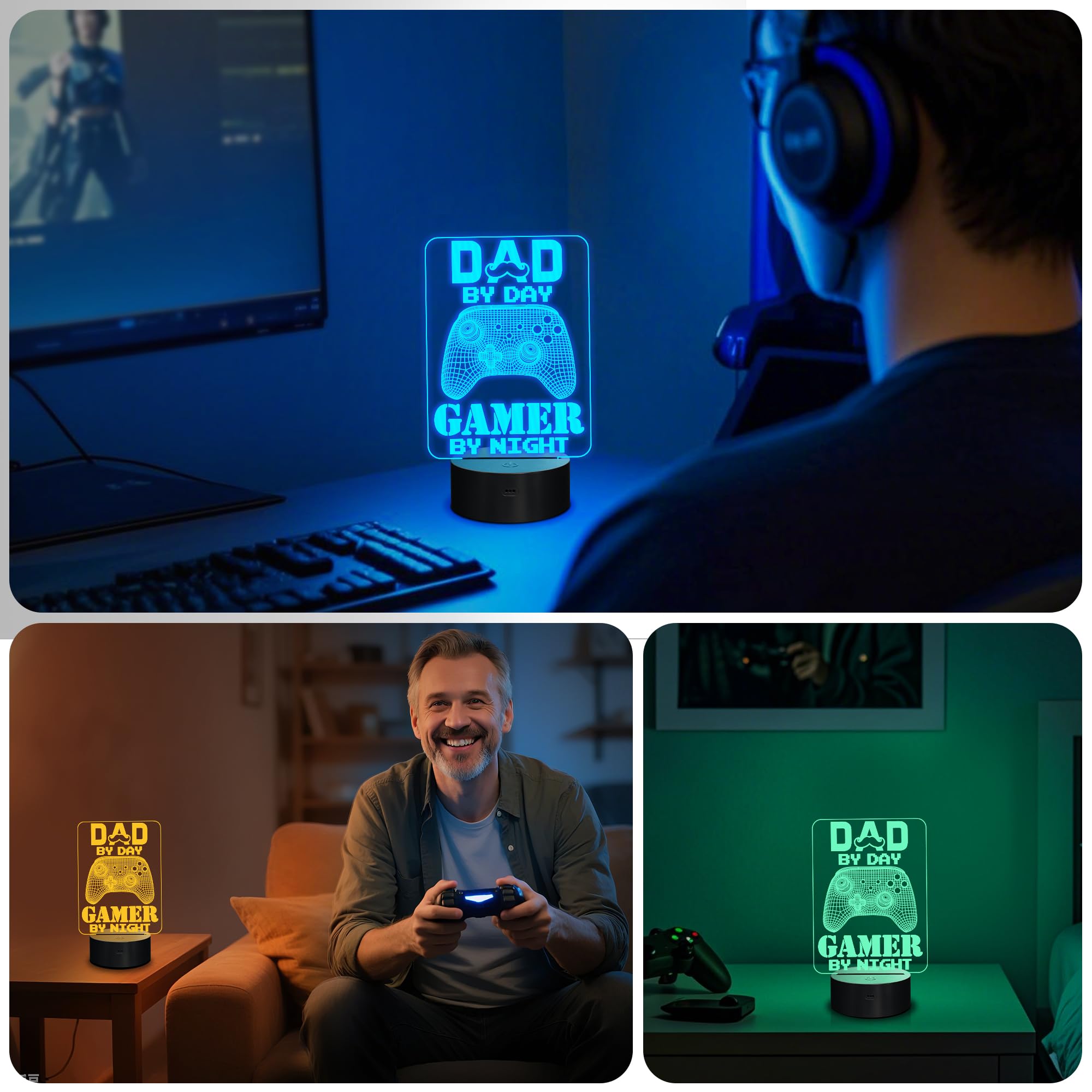 YuanDian 3D Illusion Lamp for Gamers, 16 Colors, Touch & Remote Control, Desk Decor, Model FS-2810-9999, Gift for Dad