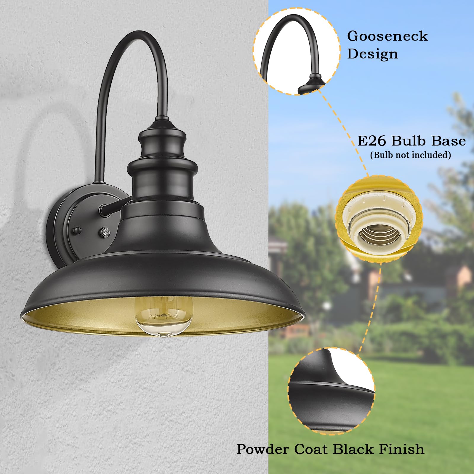 Dusk To Dawn Sensor Outdoor Barn Light Fixtures Outdoor Wall Sconces Farmhouse Wall Mount Lights Exterior Gooseneck Light Fixtur