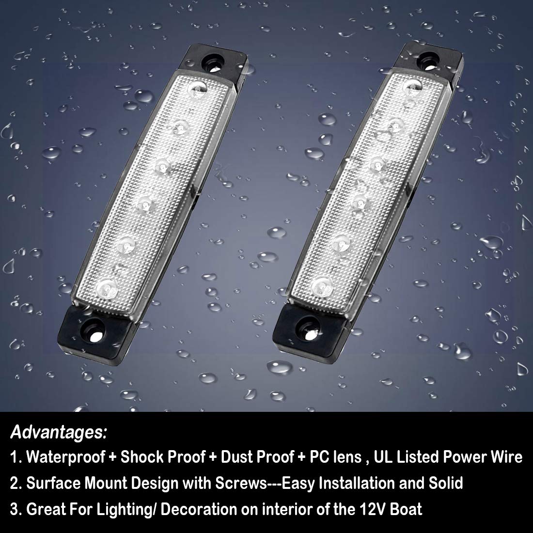 Shangyuan Led Interior Boat Lights, Utility Slim Strip Bar Light Fit Courtesy Lighting Cockpit Lights Navigation Light White (Pack Of 2)