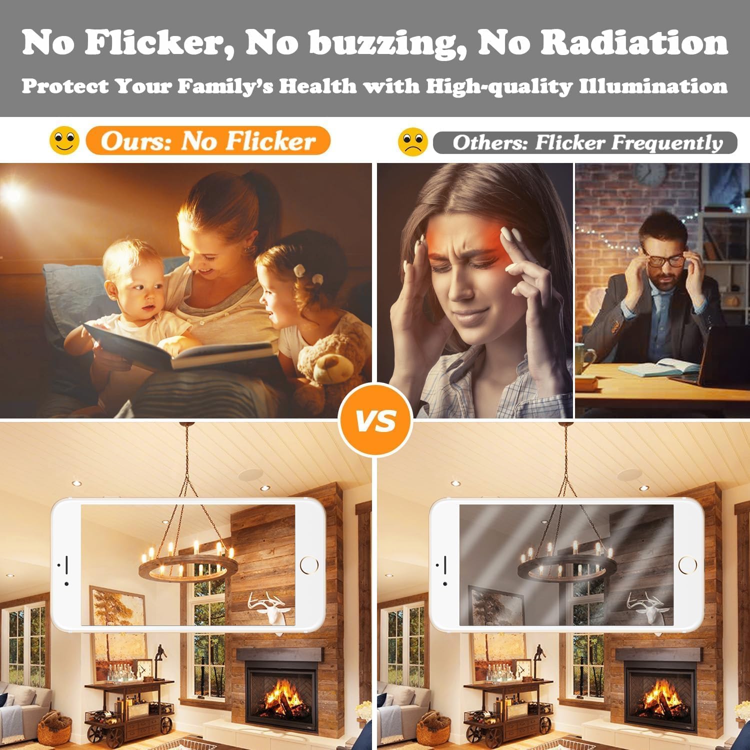 Brightever E12 Edison LED Light Bulbs, Dimmable, 4W, 400lm, 2700K Warm White, 12 Count, Glass