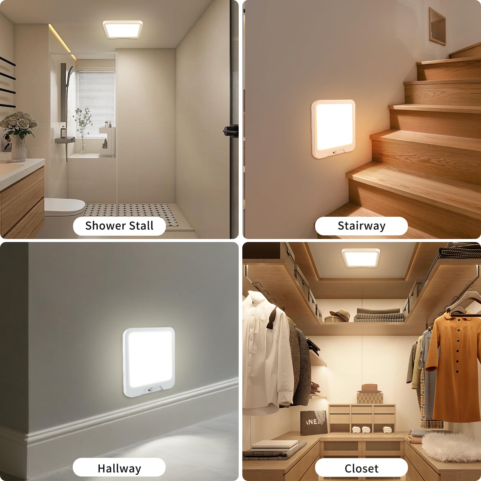 Usb C Rechargeable Motion Sensor Ceiling Light 550Lm With Remote  3000K 4000K 6000K Magnetic No Wiring Led Ceiling Light Battery Powered For Shower Stairs Hallway Porch Pantry Garage Patio Shed