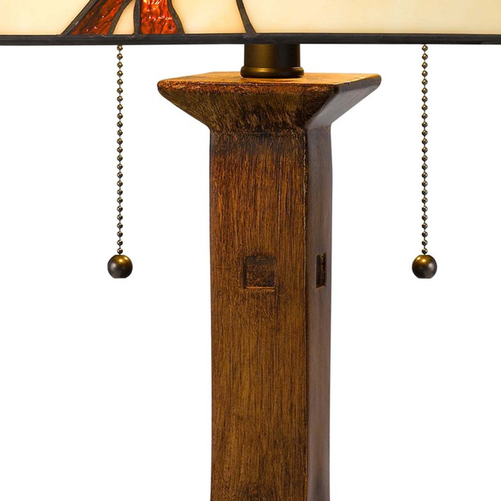 Benzara Table Lamp with Tiffany Shade, Floral Accent, Metal, Multicolor, Model BM241897
