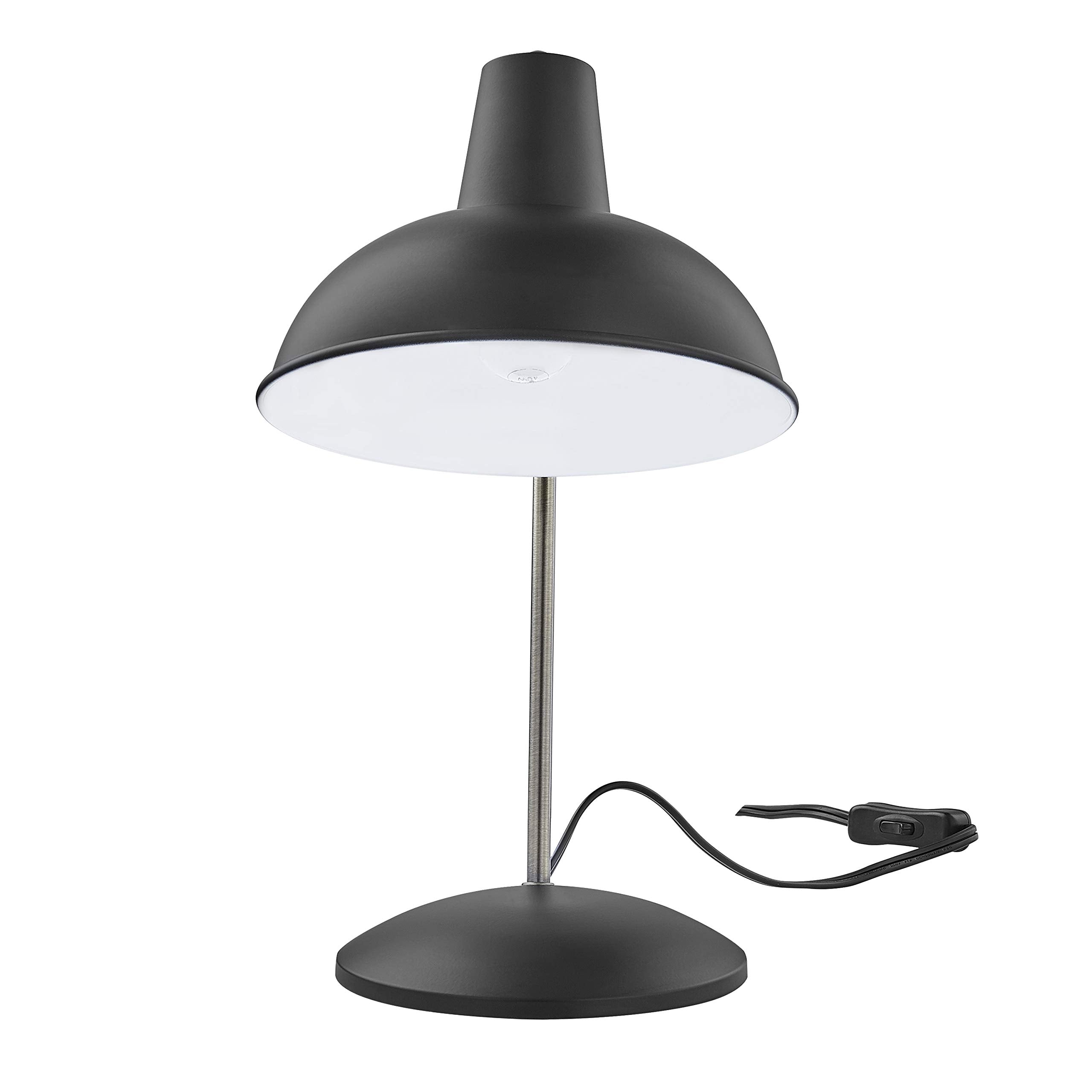 Light Society LS-T261-BK Retro Black Desk Lamp with Antique Brass Details, Mid Century Modern Design