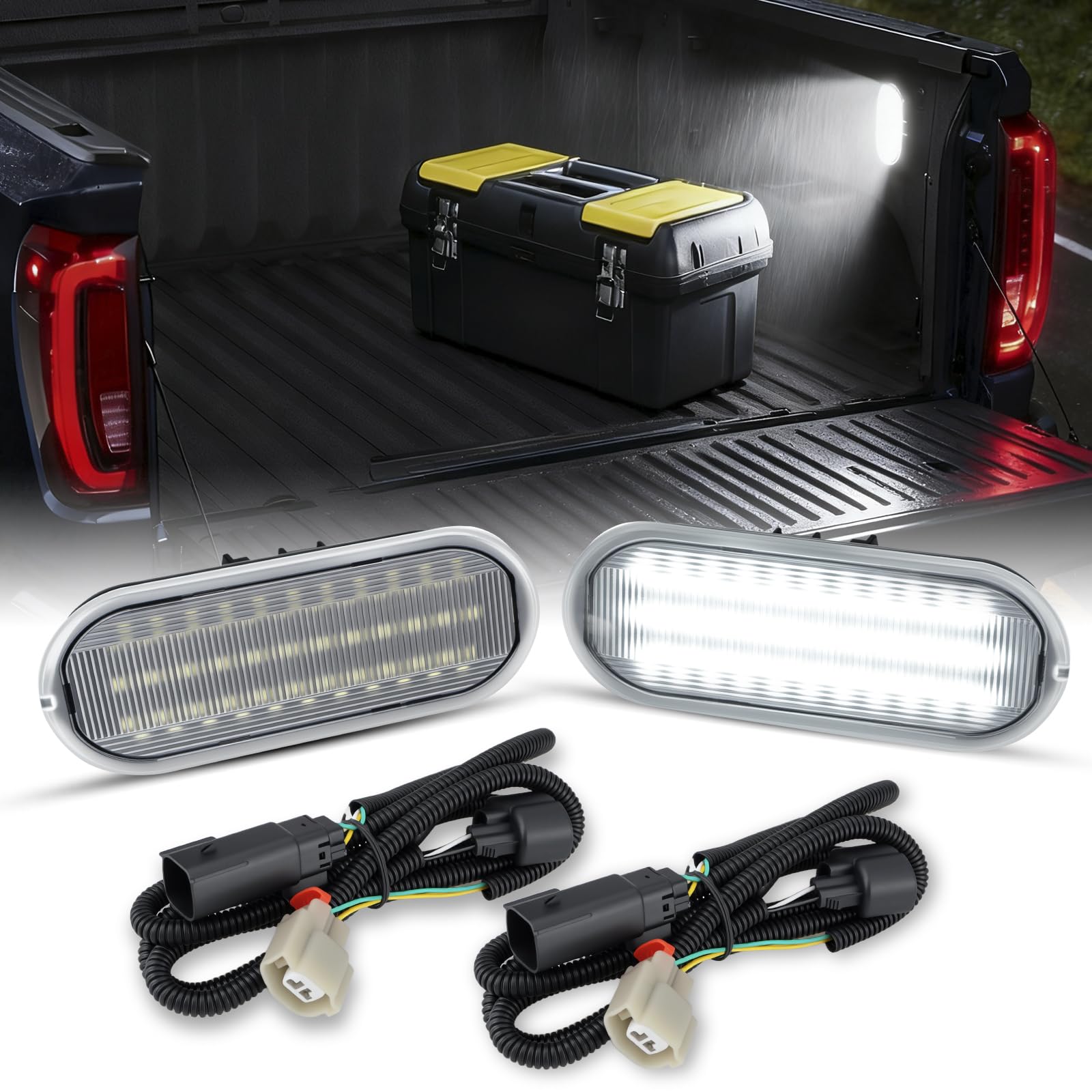 D-Lumina LED Truck Bed Light Cargo Lamp w/Wiring Harness Compatible with Ford 2015-UP F150  2017-UP F150 Raptor F250 F350 Super Duty  Powered by 40-SMD 6000K White Truck Bed Cargo Lights  Pack of 2