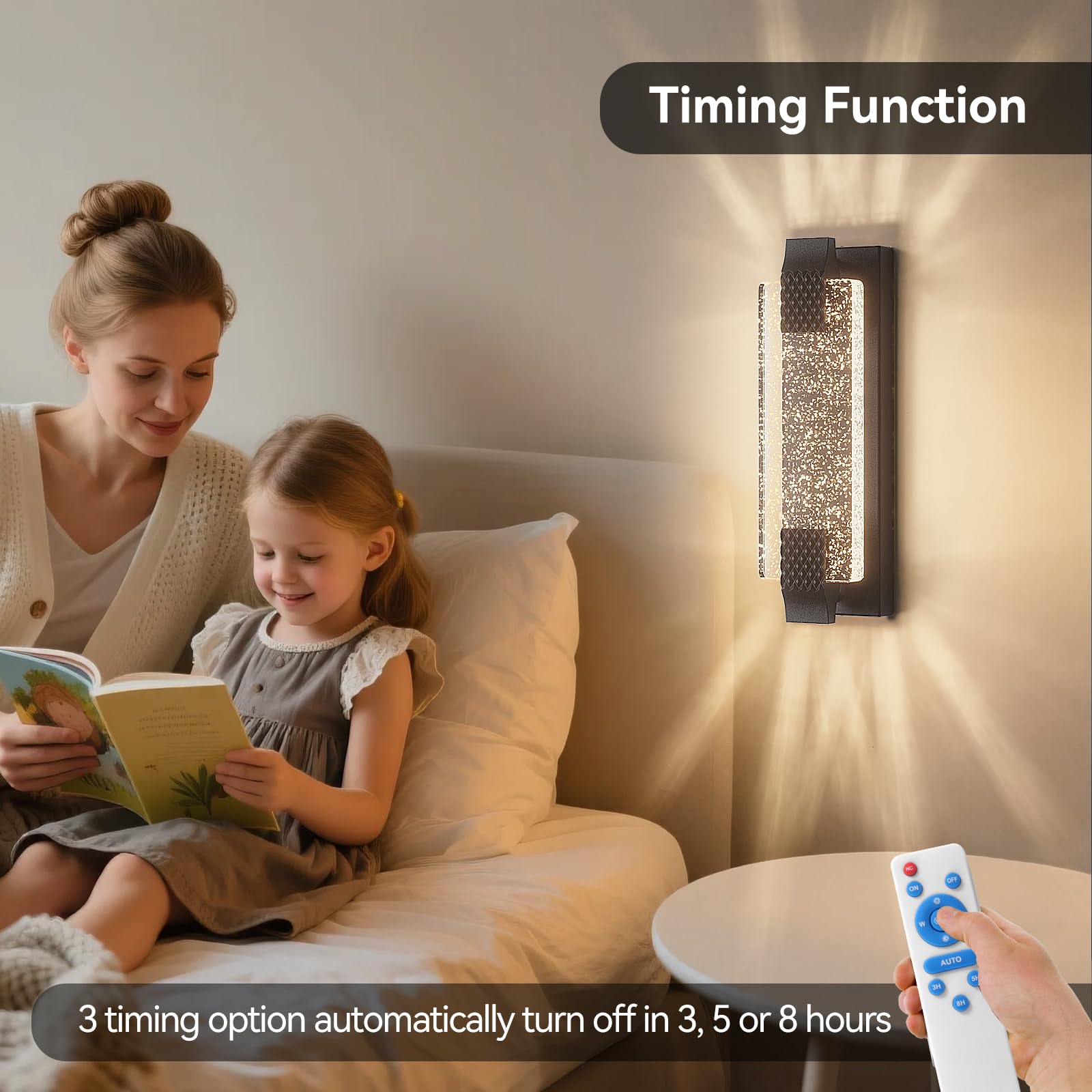 camuucci Battery Operated Wall Sconce Dimmable Remote Control 12000mAh Indoor Light 15.2 Inches Black Model SNCD