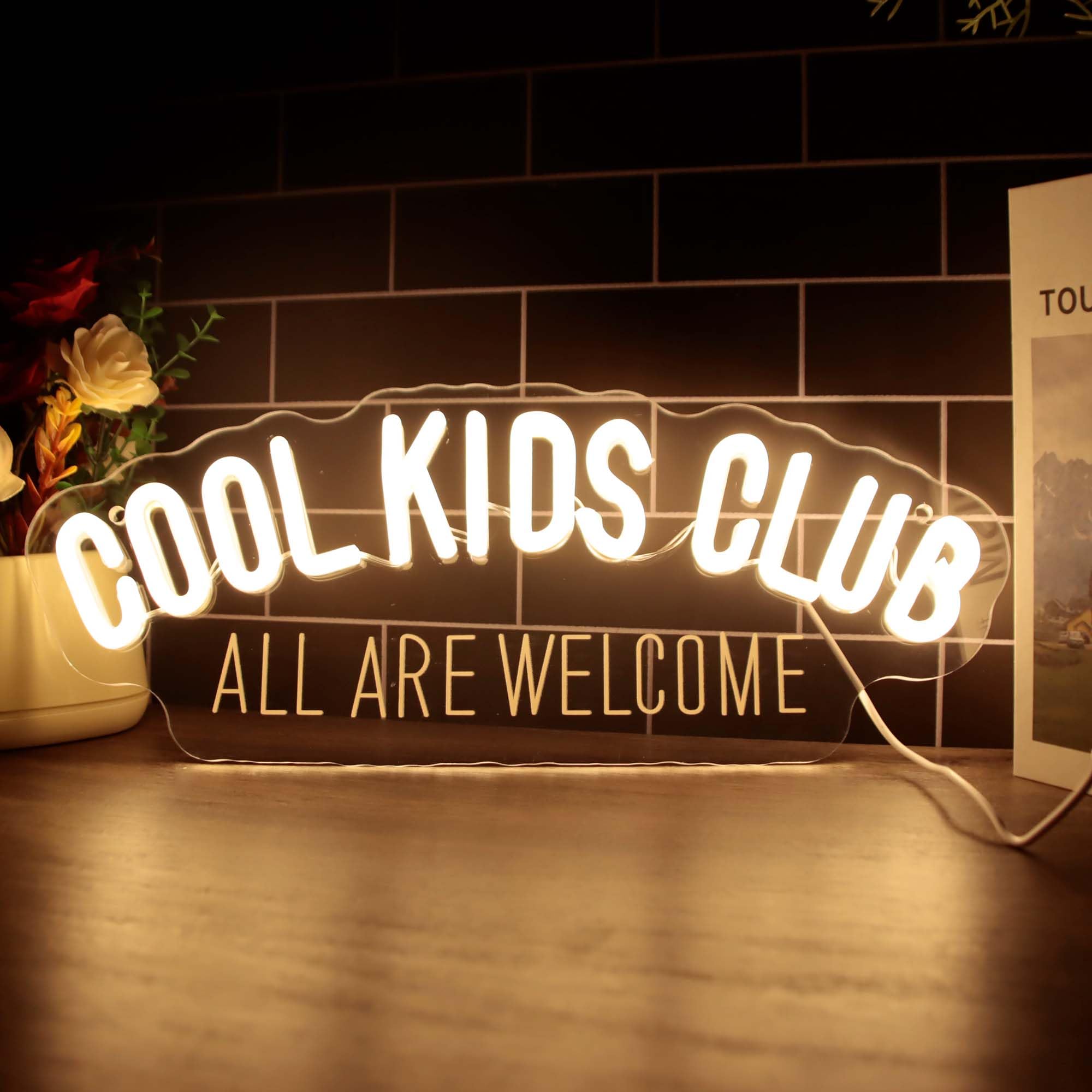 Dracey Neon Sign - Cool Kids Club LED Light, Dimmable, Handmade, 6.1x15.7in, White, Ideal for Baby Room and Playroom Decor