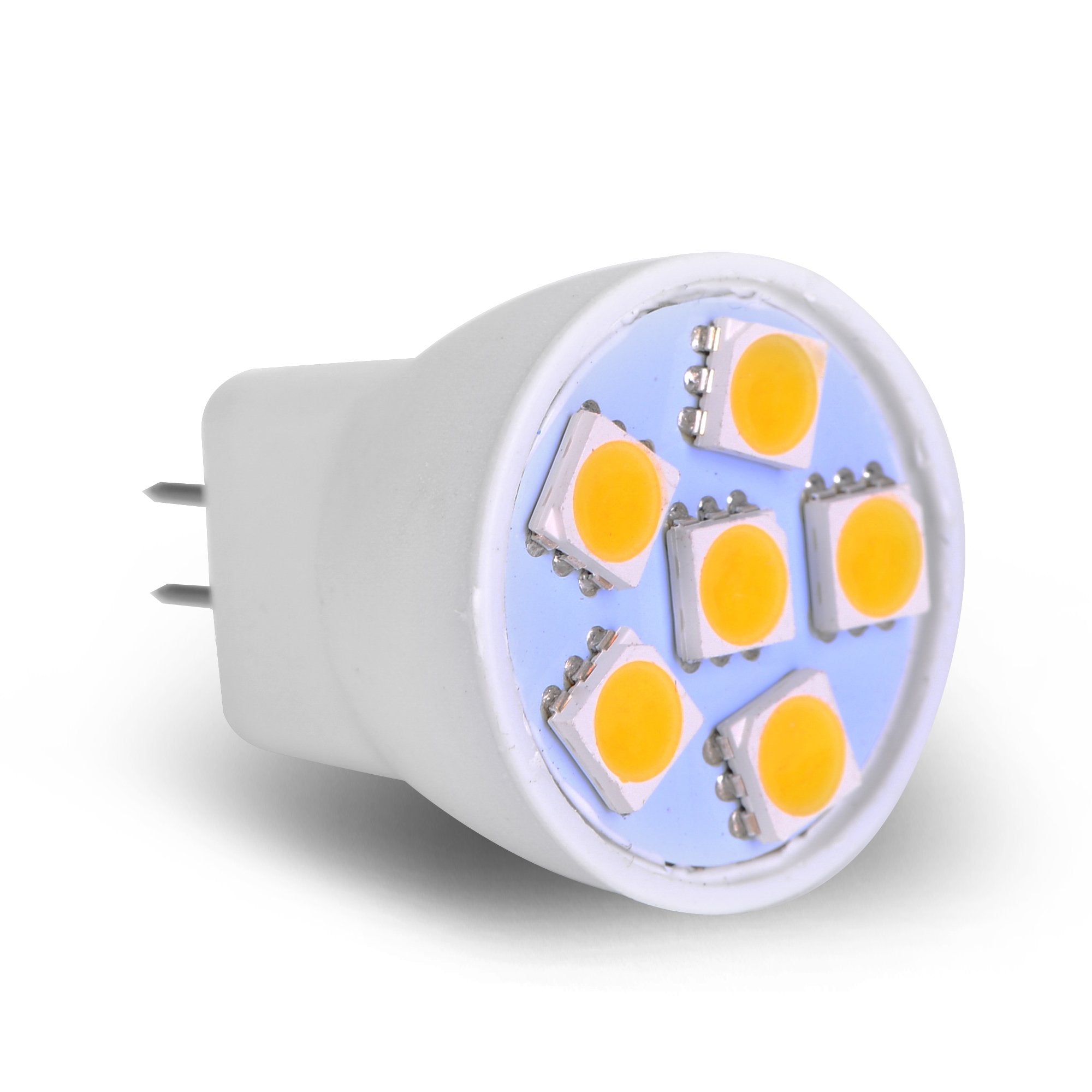 12Vmonster MR8 LED Light Bulb Replacement - Cool White - Mini Halogen Size, 1" Diameter, 12 Volt, 6 Pack for RV, Boat, and Tiny Homes