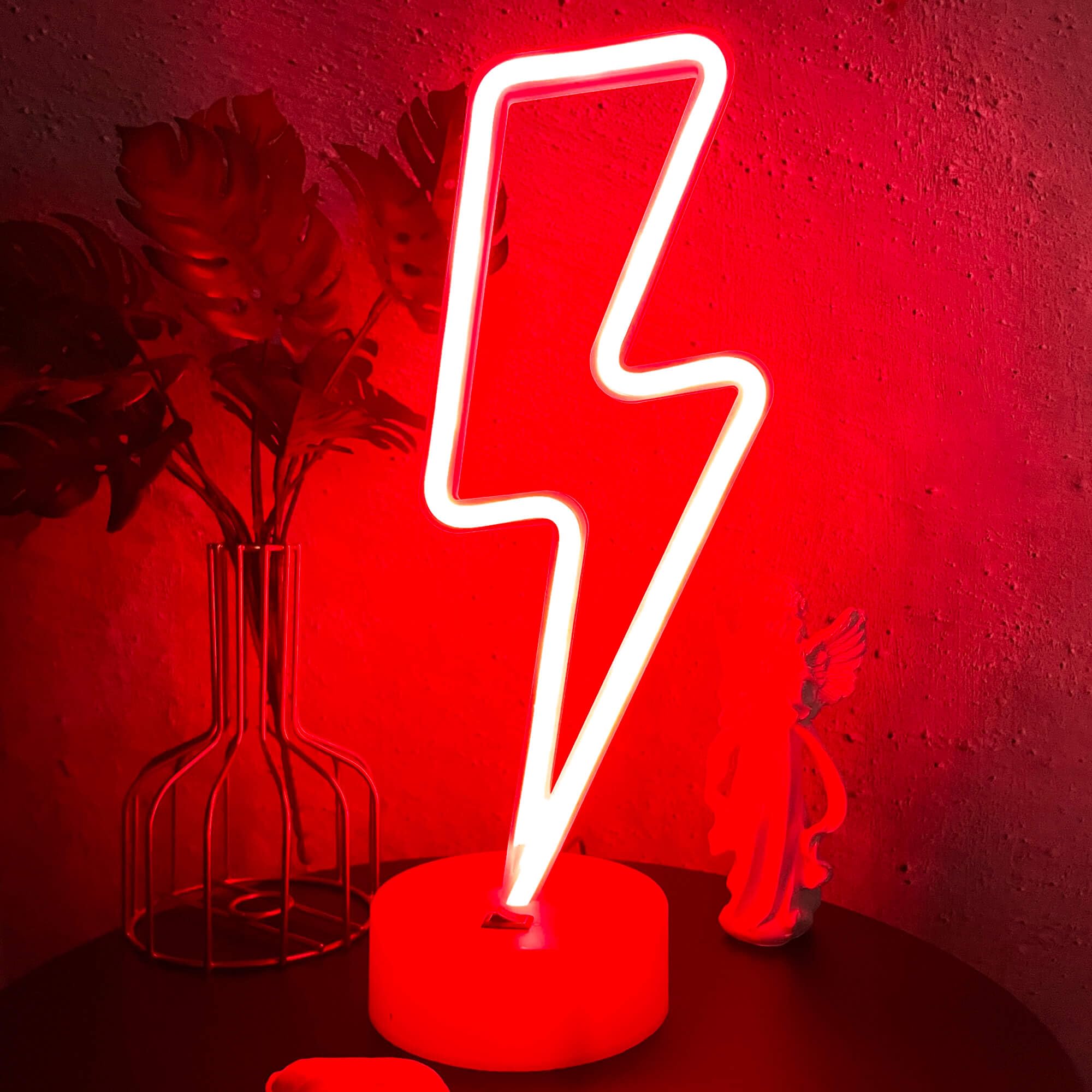 VIFULIN Lightning Bolt Neon Sign Light - USB/Battery Operated LED Decor for Bedroom, Game Room, Man Cave - Red, Model QDJZNHD.Z003R