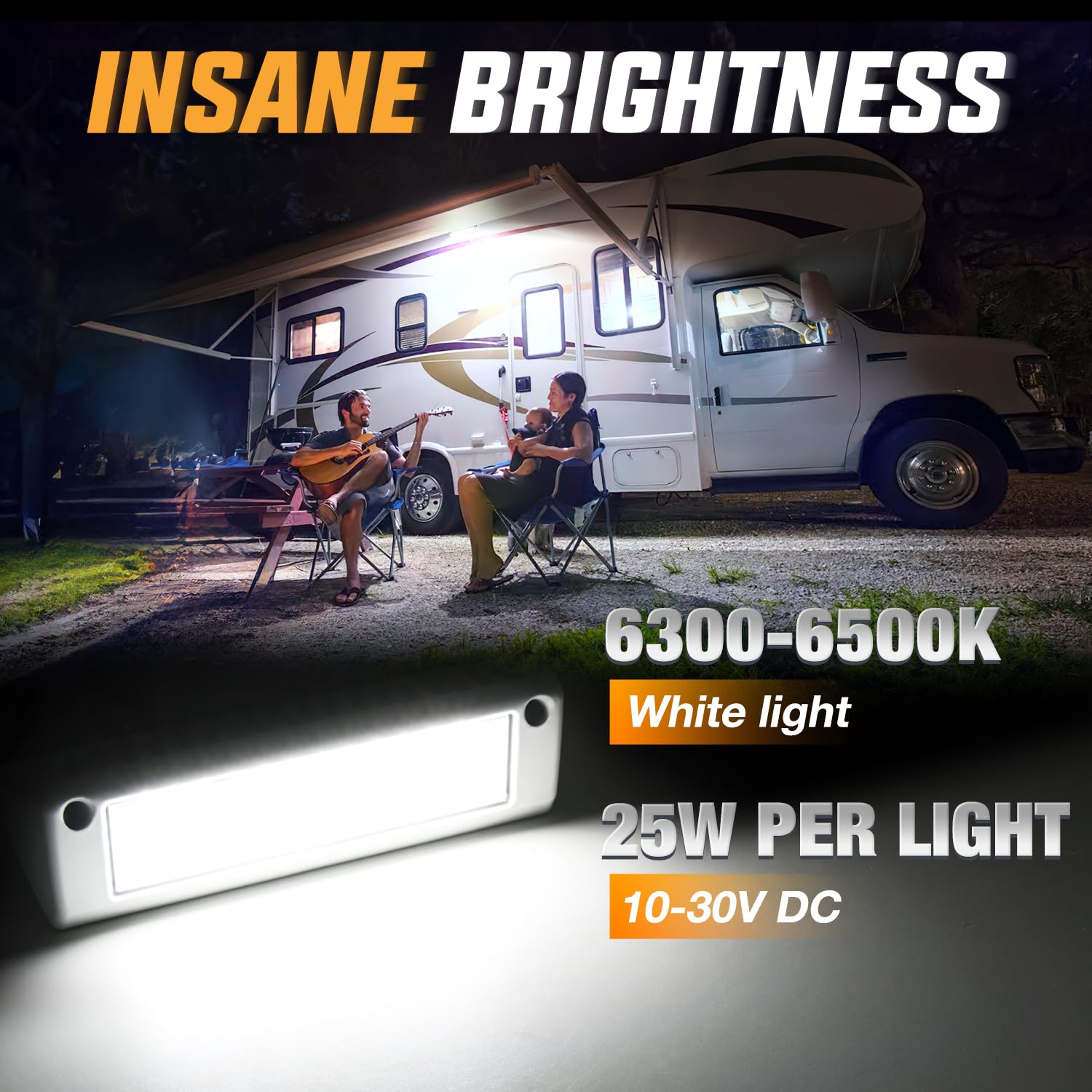 Nilight RV-706WW LED Porch Lights, 9 Inch, White Aluminum Housing, Flood Beam, 12V/24V for RVs, Trailers, Campers, SUV, Truck