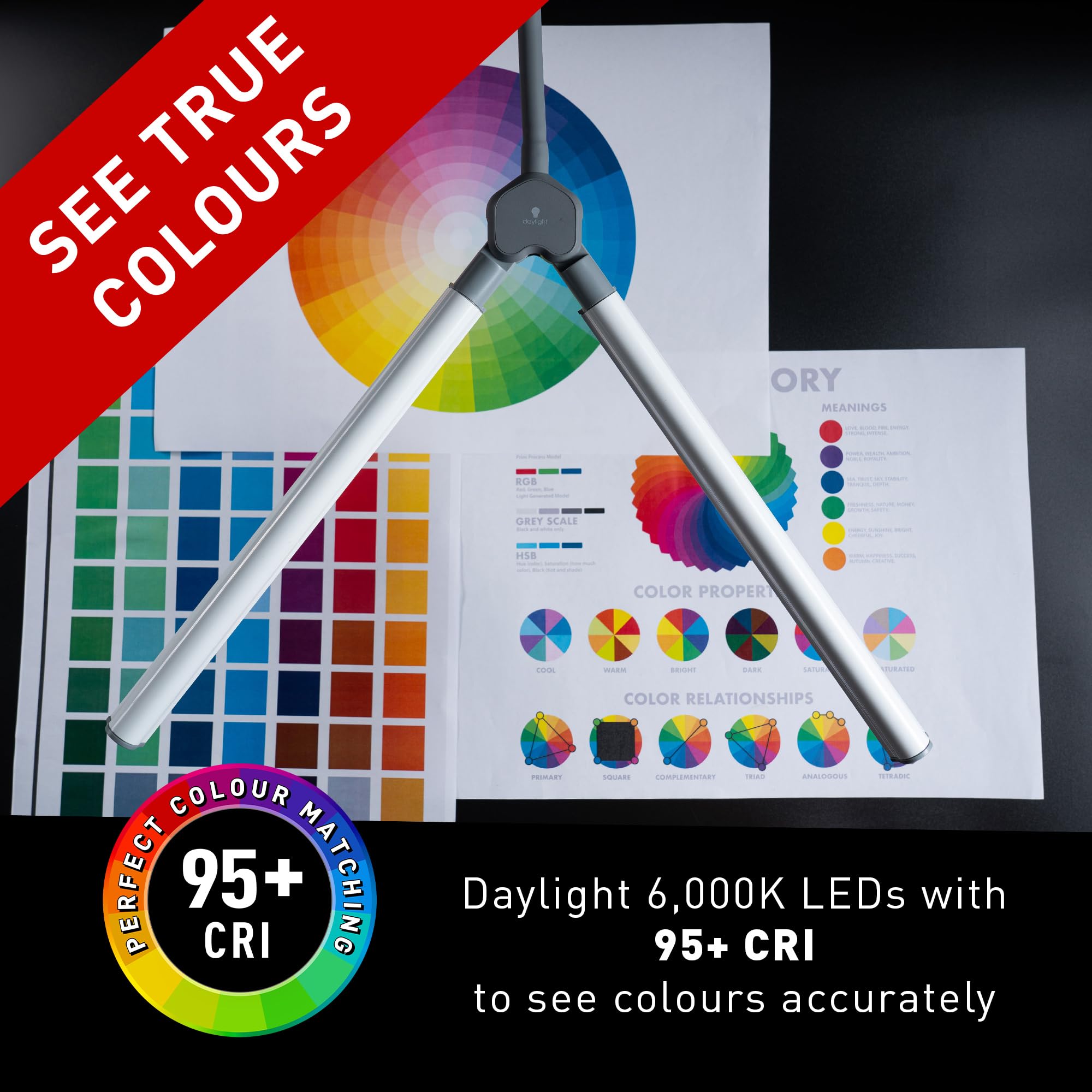 Daylight Duoprotable Lamp - Double Shade Led Task Lamp, 4 Brightness Levels, 6,000K, 2,100 Lux, Anti-Glare, Flexible Arm, Touch