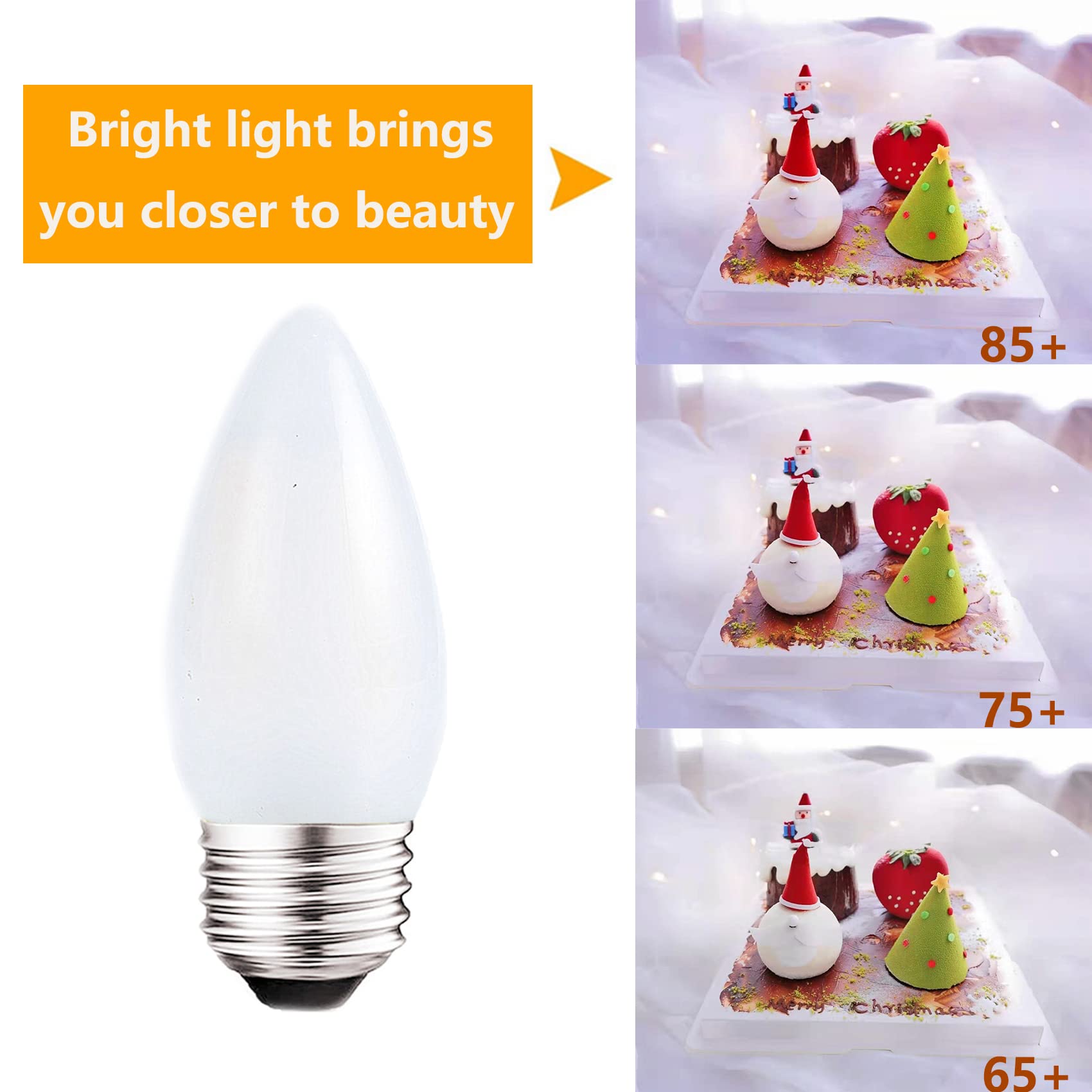 Sunaiony Frosted Led Candelabra Light Bulbs E26 Medium Base 2W Dimmable Soft White 3000K 25W Equivalent, Led Decorative Candle L