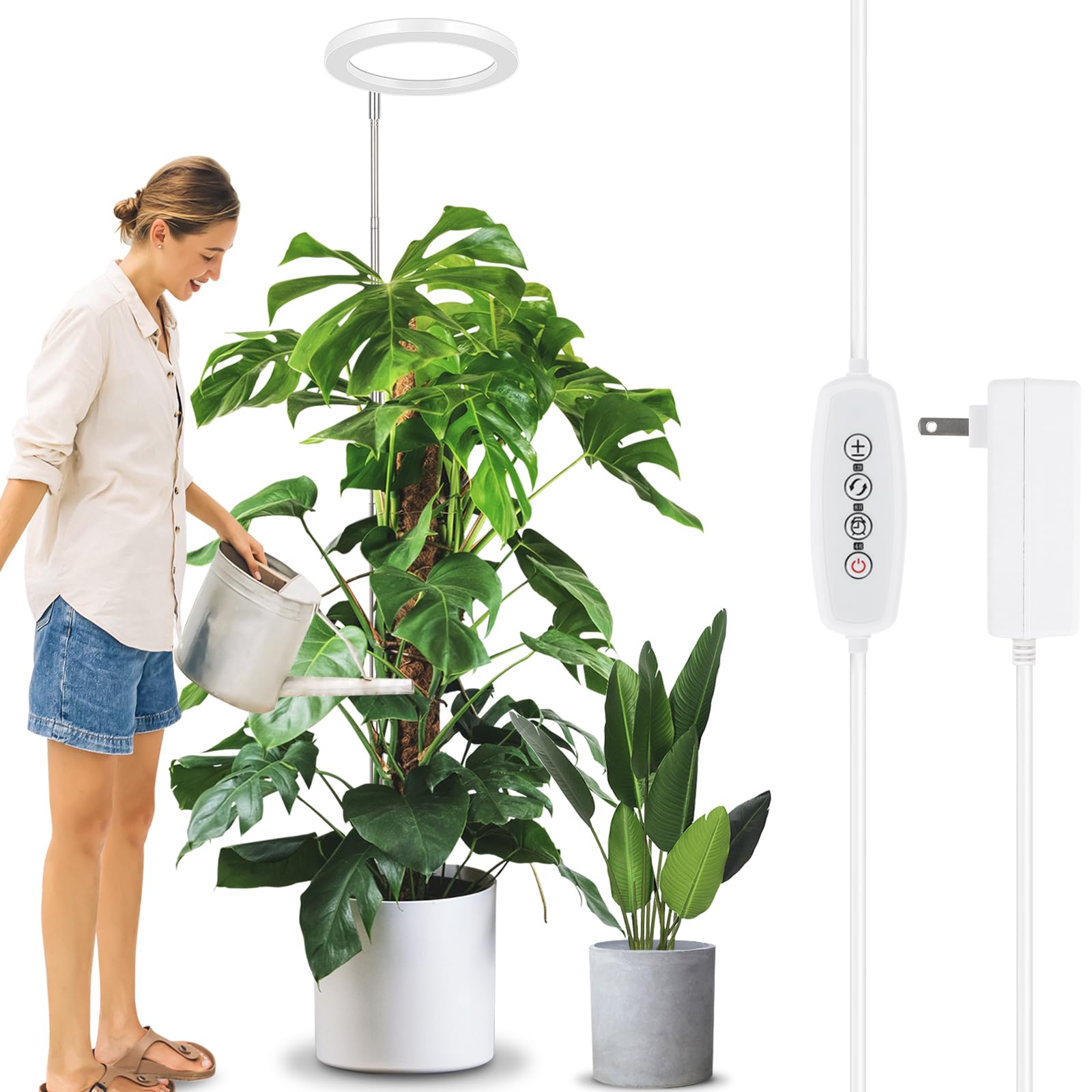 Lordem 10&quot; Grow Light For Indoor Plants, Full Spectrum Plant Lamp With 160 Leds, 4H/8H/12H Timer, 10 Dimmable Levels, 3 Spectrum Modes, Height Adjustable 61&quot;, Ideal For Growing Large Tall Plants