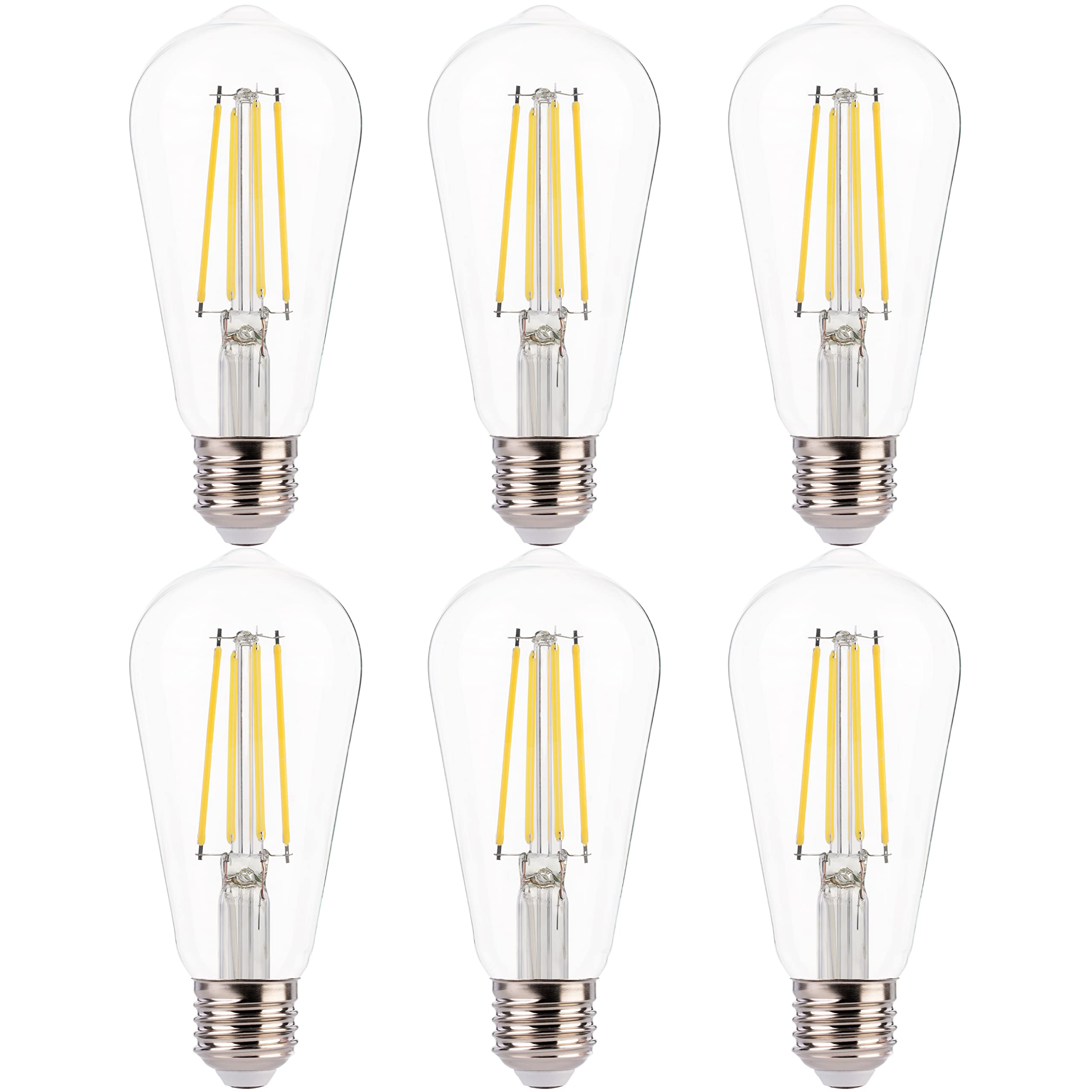 FLSNT 7W LED Edison Bulbs, 60W Equivalent, 800LM, Dimmable, E26 Base, 4000K Cool White, 6 Pack