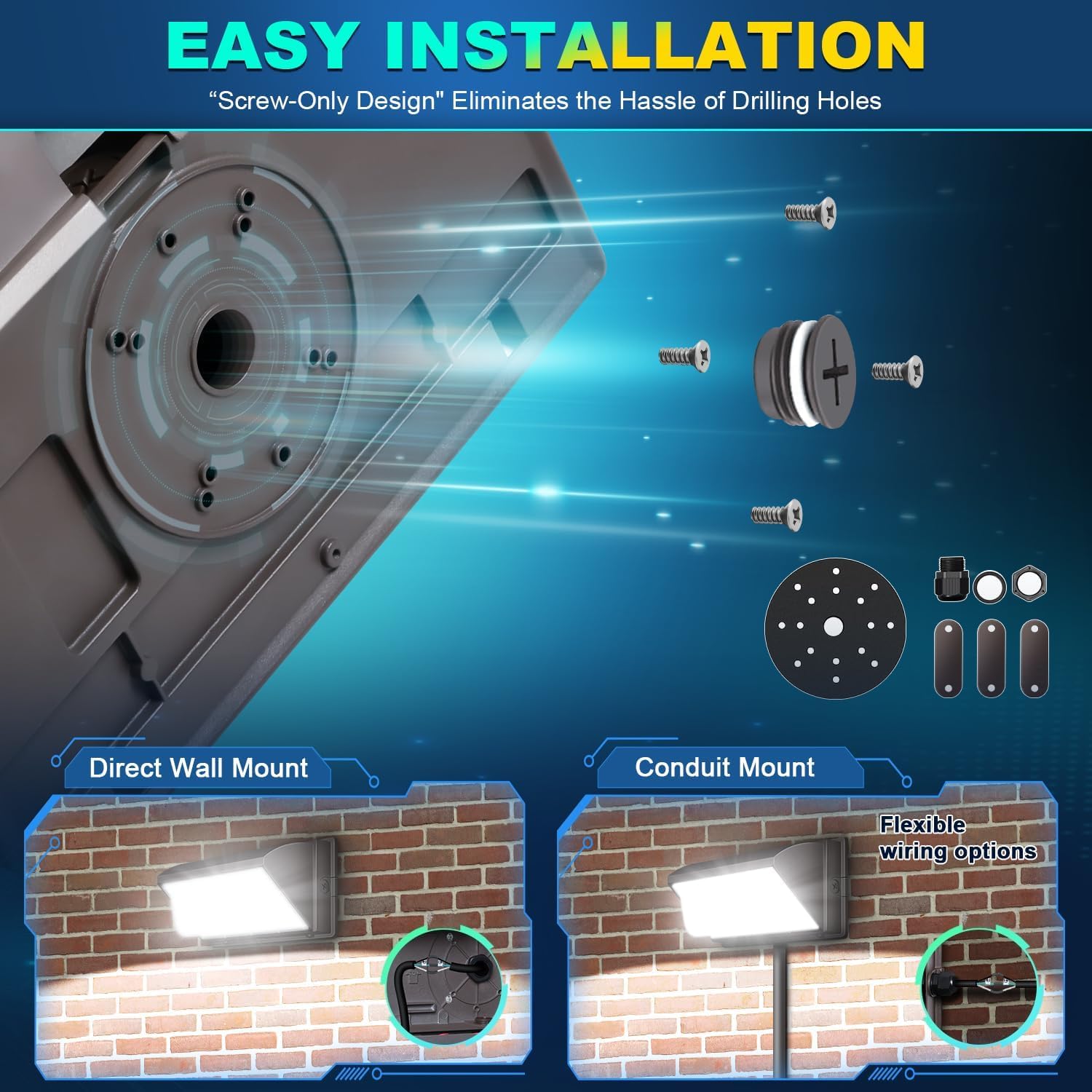 ledmo LED Wall Pack Light 120W with Photocell, 5000K, IP65 Waterproof, Brown, 4 Pack, Model 1801D