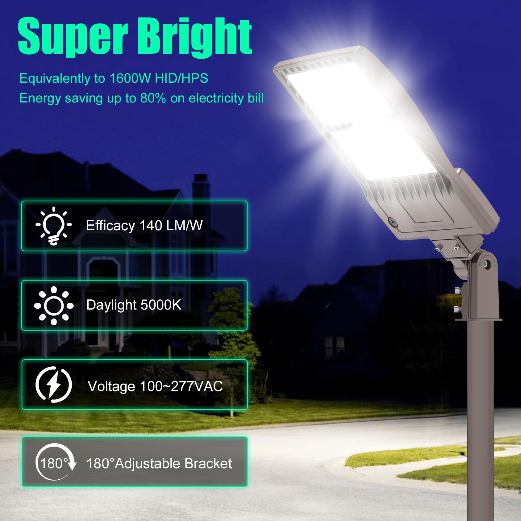 Bbestled 400W Led Parking Lot Light, 56000 Lumen, Waterproof, Ul Dlc, Slip Fitter, 500