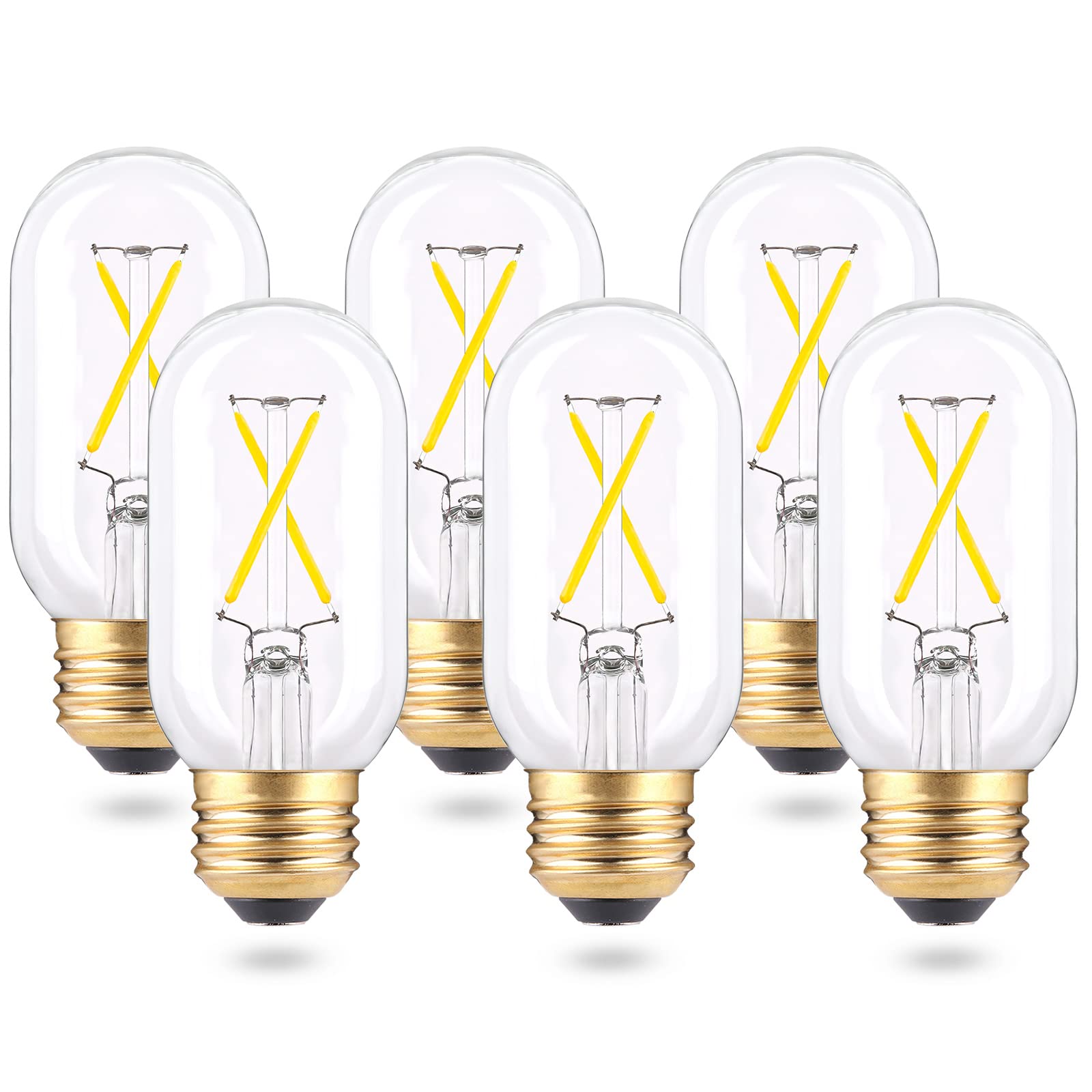 2W Dimmable Tubular E26 T45 Led Light Bulb, Daylight 5000K,6-Pcs
