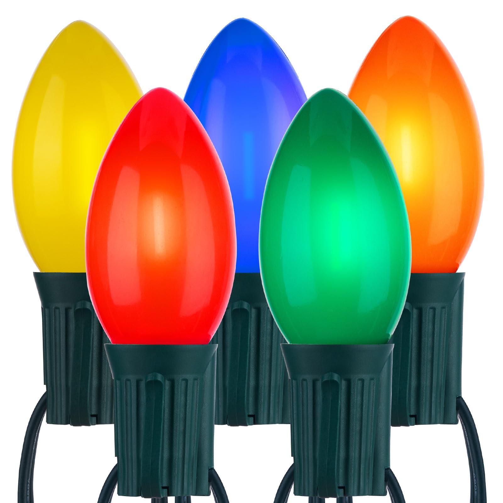 Vintage C9 LED Christmas Lights Outdoor, 50 Feet C9 String Lights with 50 Shatterproof C9 Bulbs, Waterproof Connectable Commerci