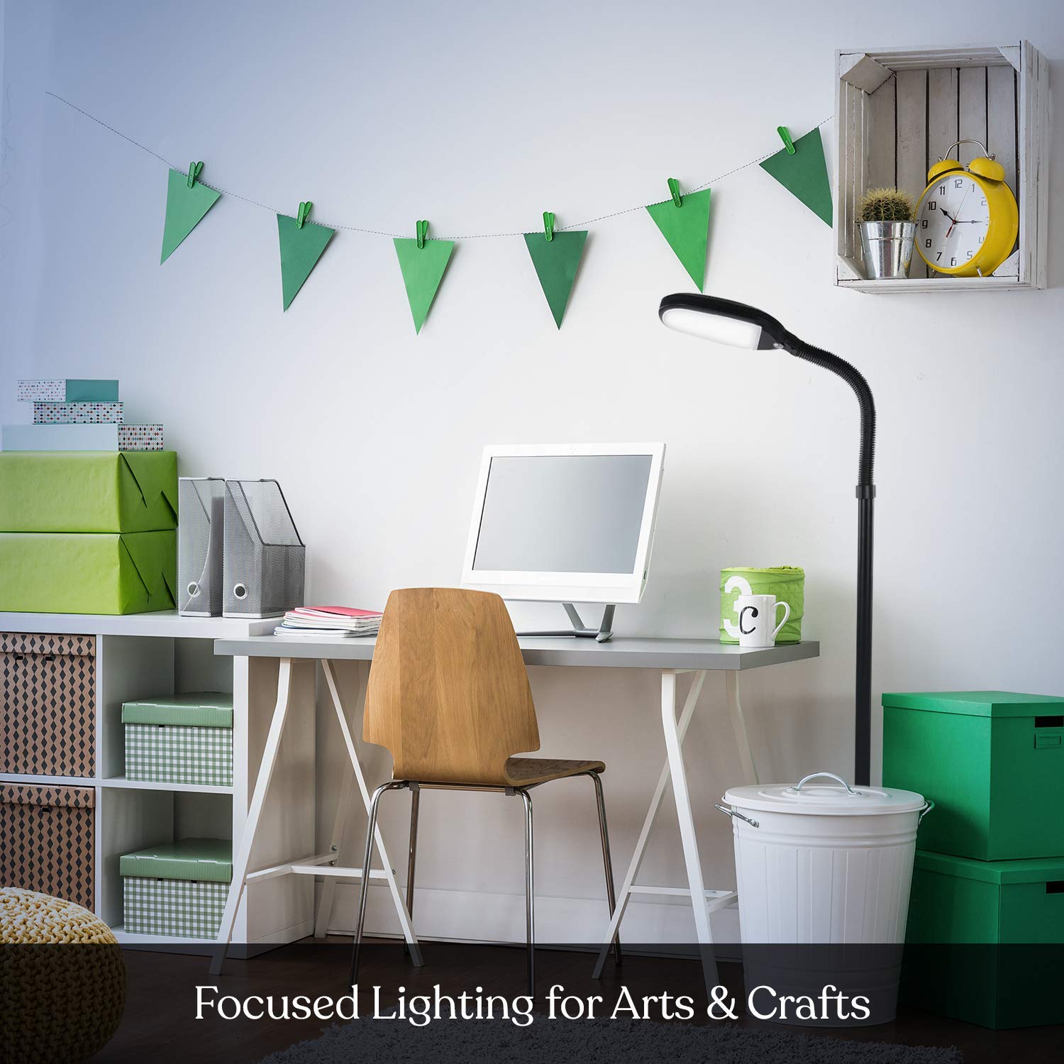 Brightech Litespan LED Floor Lamp - Adjustable Reading Light, Jet Black, Model LTSPNBK, Ideal for Crafts and Lash Extensions