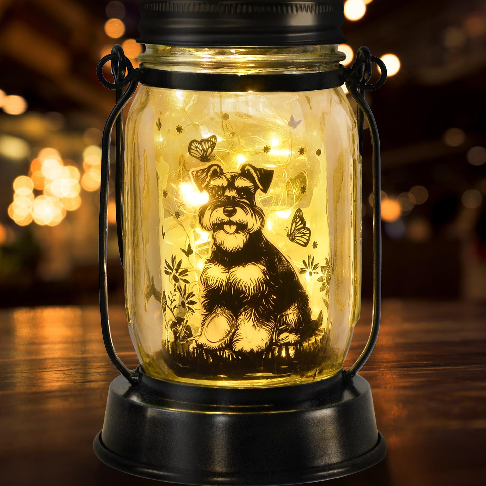 Schnauzer Gifts for Women/Men Schnauzer Solar Lanterns Dog Mom Birthday Dog Lovers Lantern Pet Loss Pet Memorial Lights Solar Ga