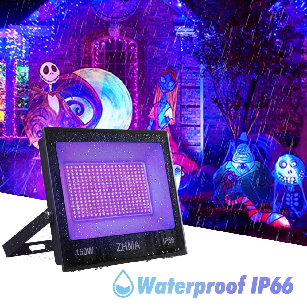 150W Black Lights For Glow Party Large Space,Blacklight(Luz Negra) With Plug And Switch 180Metals Adjustable Bracket,Ip66 Waterp