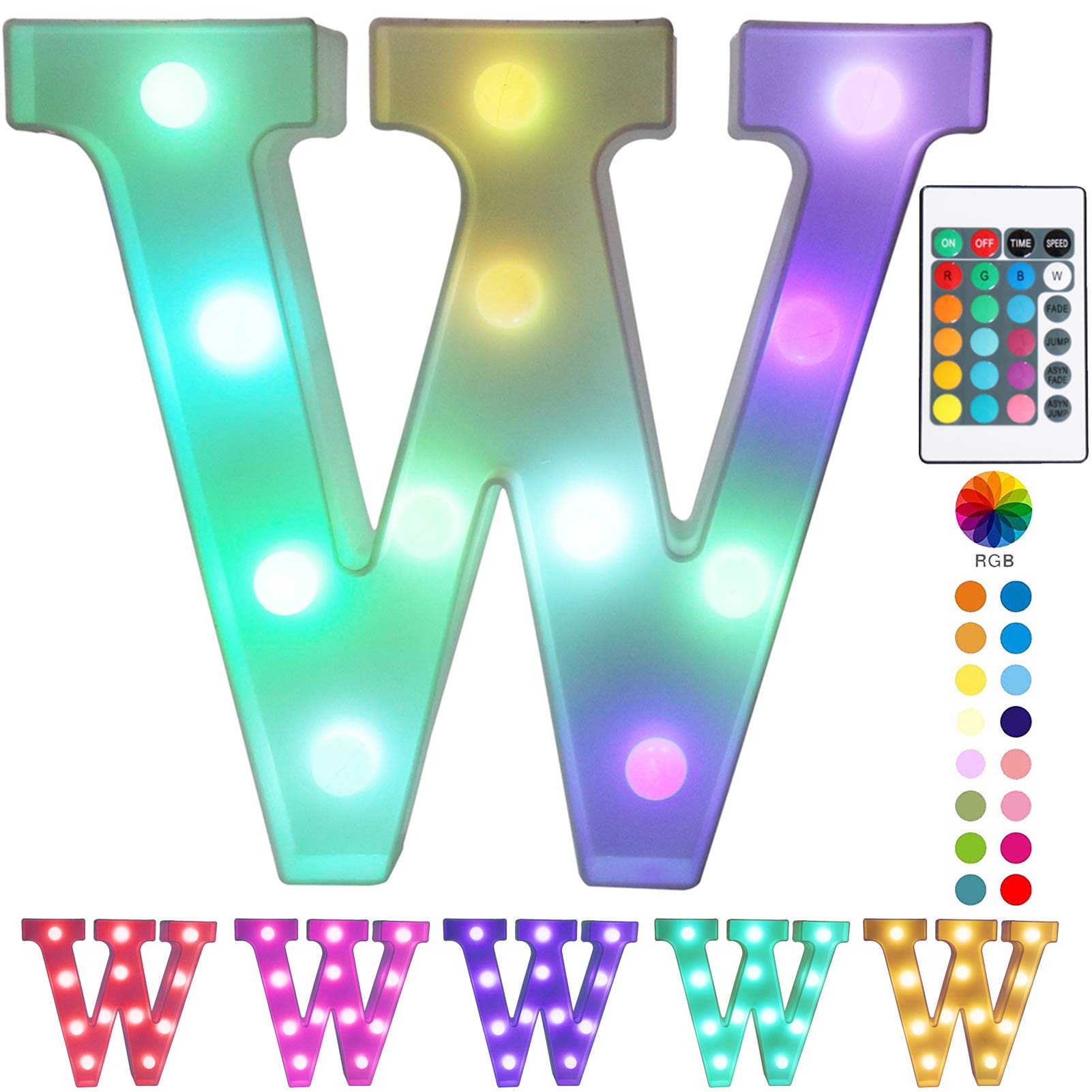 Pooqla Colorful Led Marquee Letter Lights - Remote Control, Rgb Plastic Decorations For Home & Parties, Model Jh-Qcbzm-23
