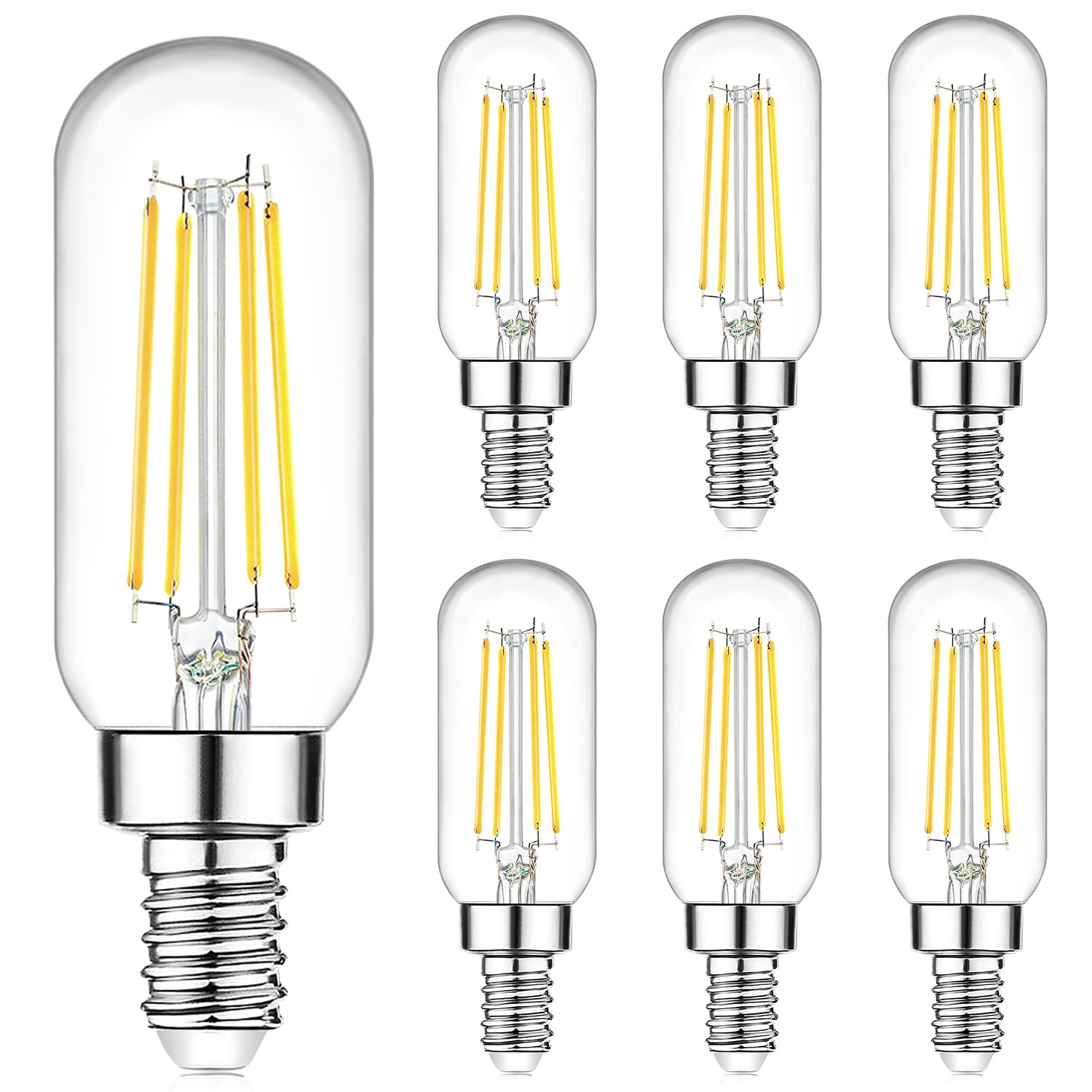 E12 Led Light Bulbs 40 Watt Equivalent, 4W Candelabra Dimmable Edison Bulbs, 5000K Daylight White T6 Led Bulbs For Chandelier Ce