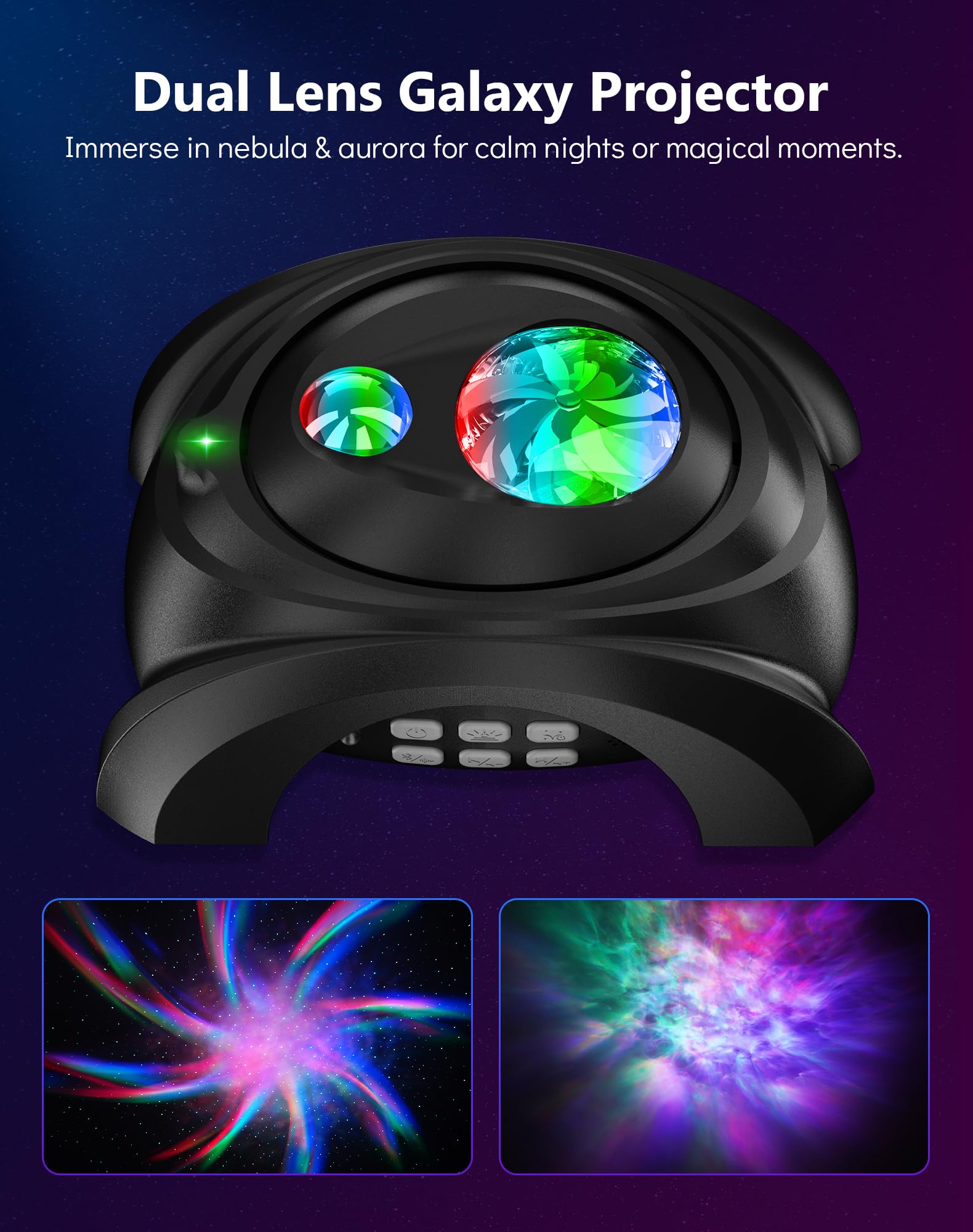 Rossetta Galaxy Projector, 58 Lighting Effects Star Projector Bluetooth Speaker White Noise Night Light, Galaxy Light Projector