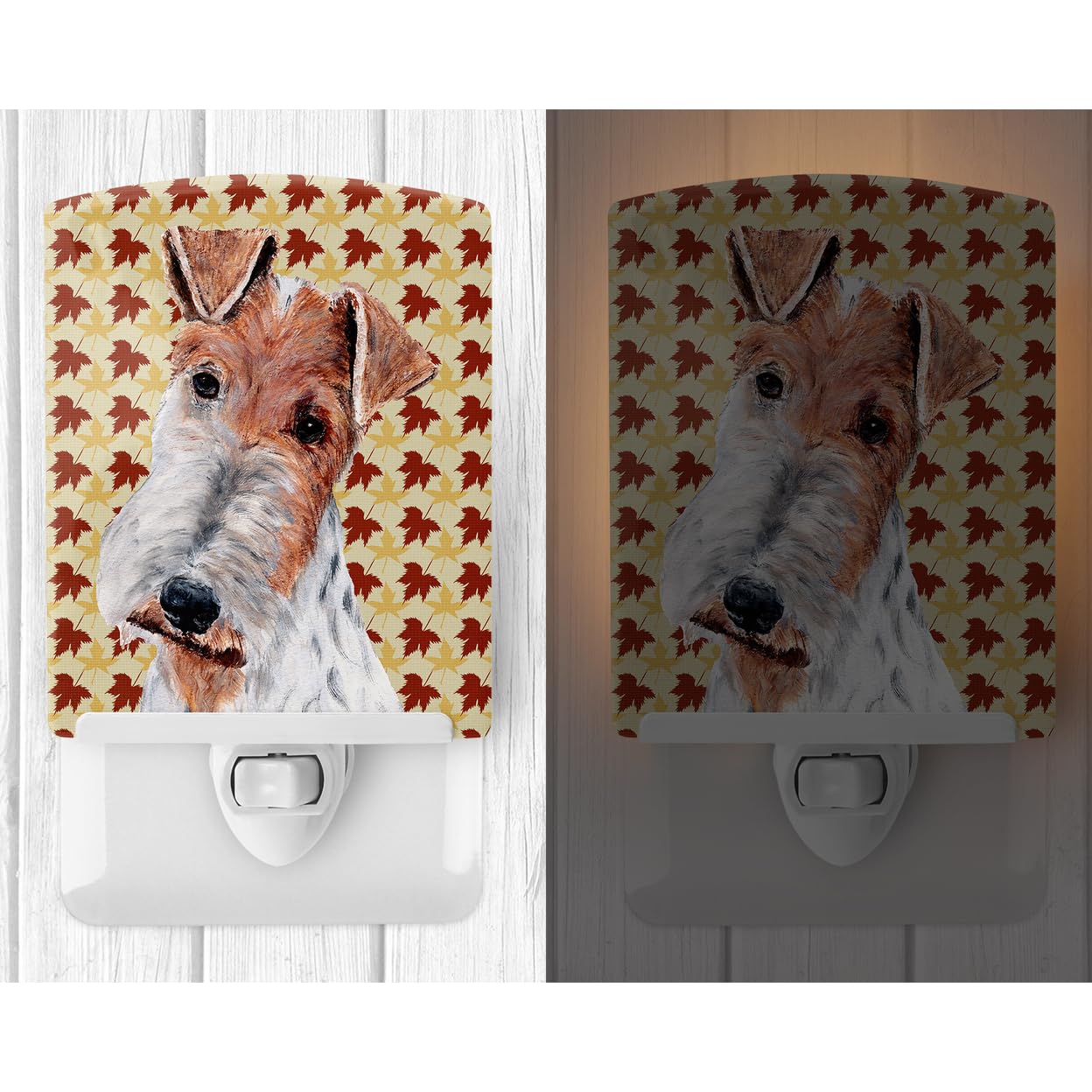 Carolines Treasures Ceramic Night Light, Wire Fox Terrier Design, 6x4x3in, Multicolor, Model SC9676CNL, UL-Certified