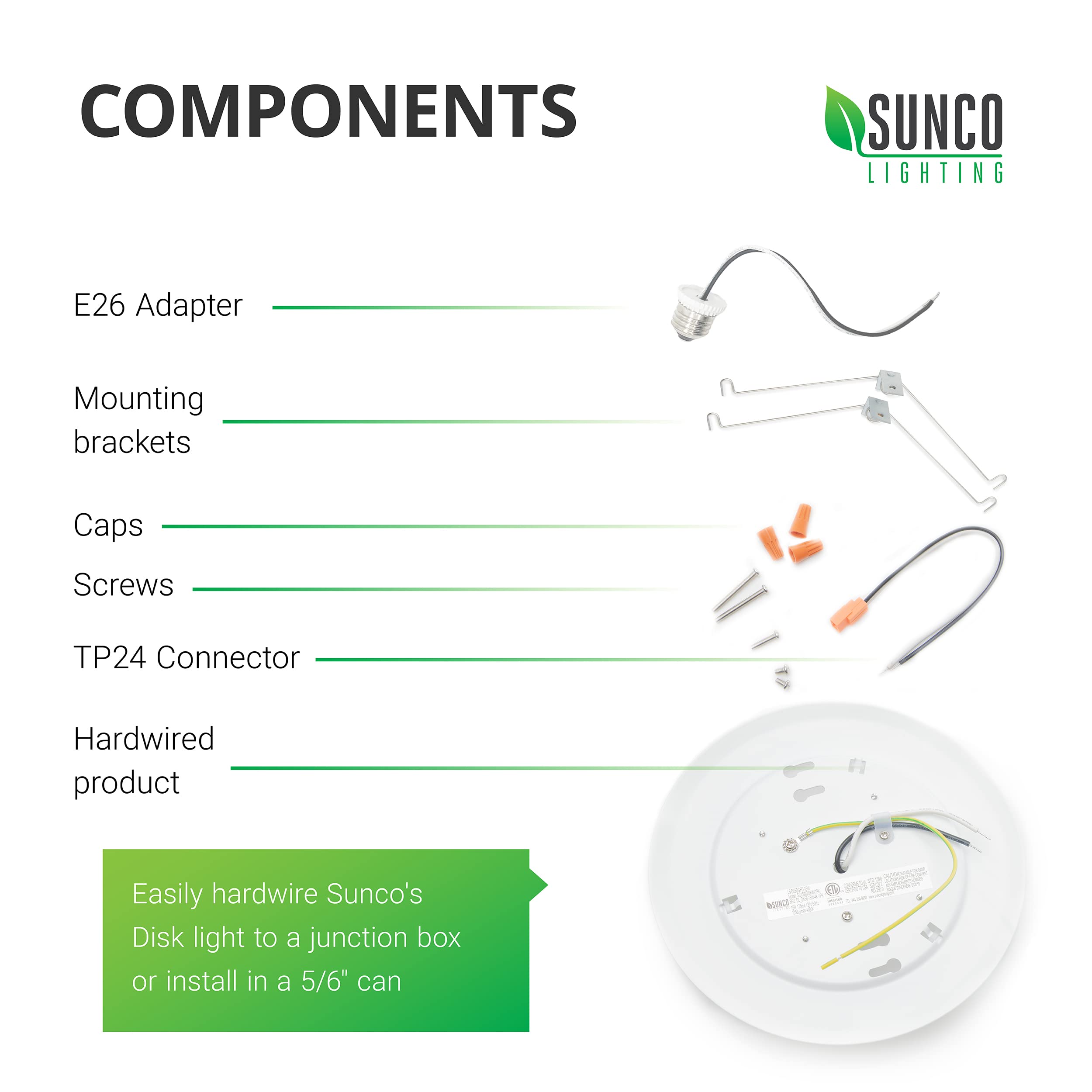 Sunco 96 Pack 5/6” Led Disk Lights Flush Mount Ceiling Light Fixture Recessed 3000K Warm White, 100W Equivalent 15W, 1050Lm, Dimmable Low Profile Surface Mount Etl & Energy Star Listed