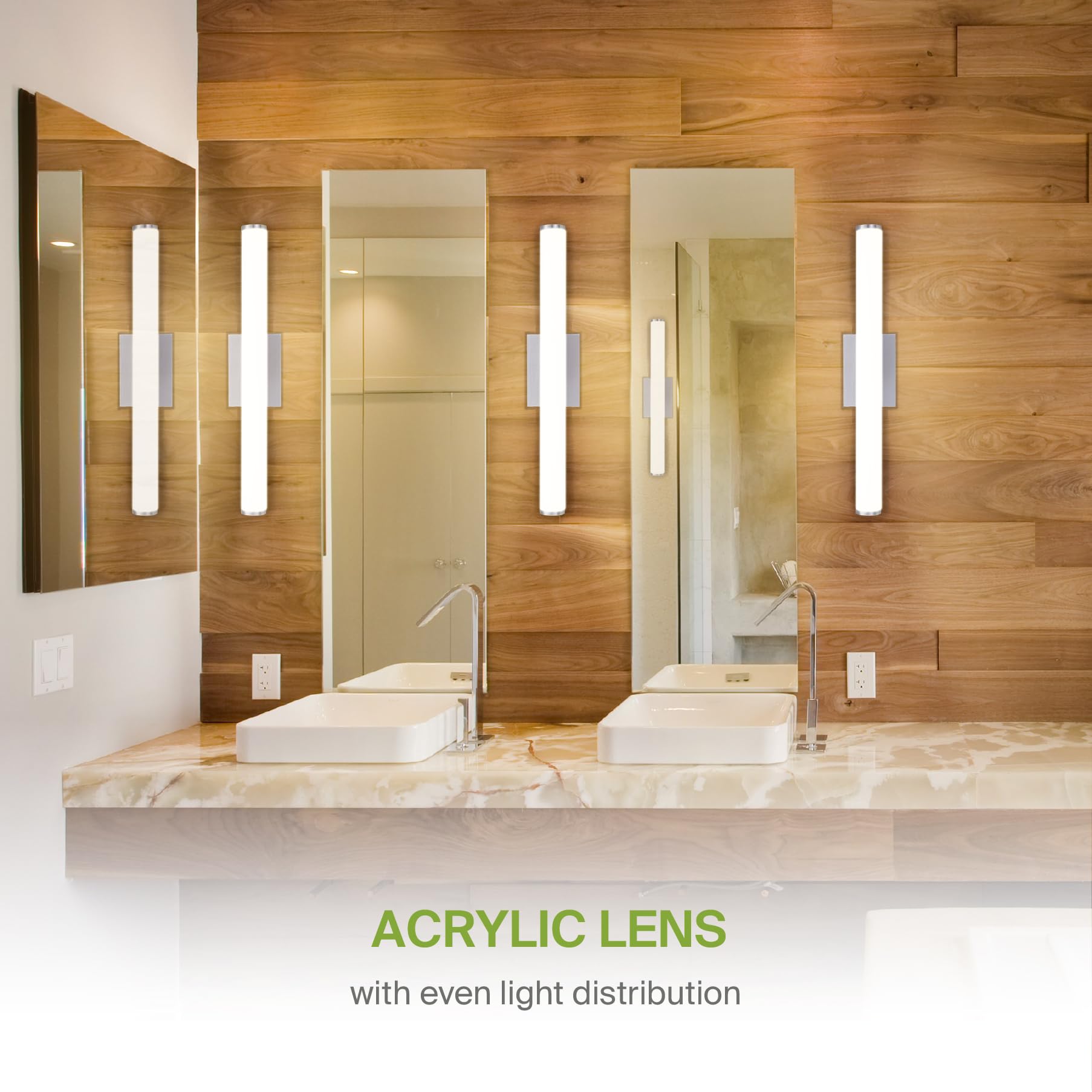Asd Led 24 Vanity Wall Mount Light Fixture  Linear Bathroom Lighting Bar | 3Cct  Dimmable  Energy Star  Etl Listed | 25W 1750Lm 3000-5000K 120V | Long Tube Bath Sconce Over Mirror | Nickel  2 Pack