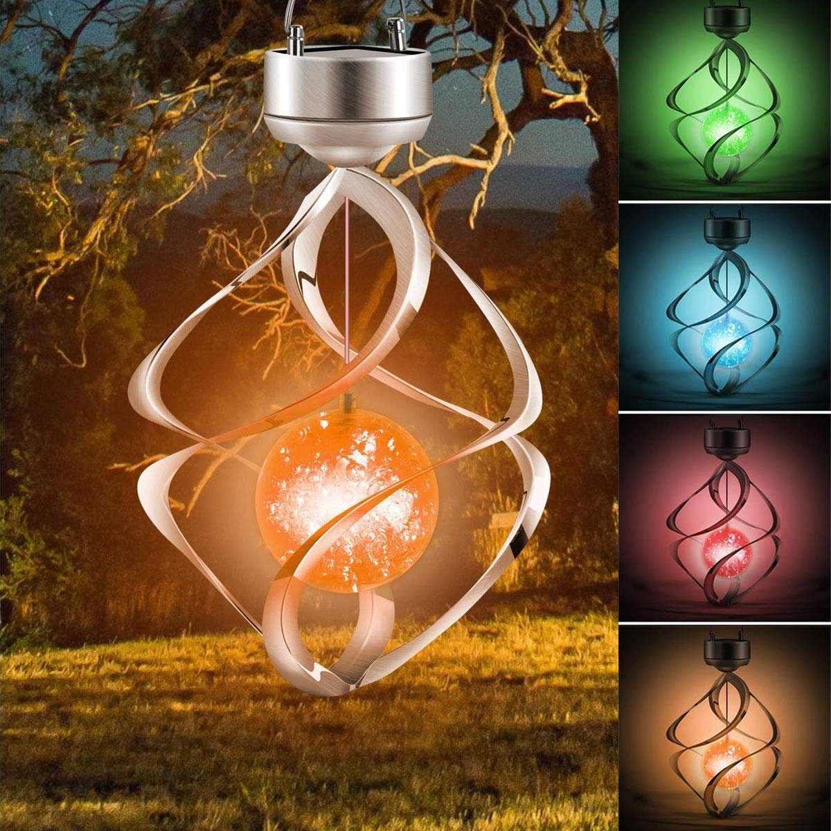 Amwgimi Solar Wind Chimes - Led Colour Changing Hanging Lights For Garden & Patio Decor