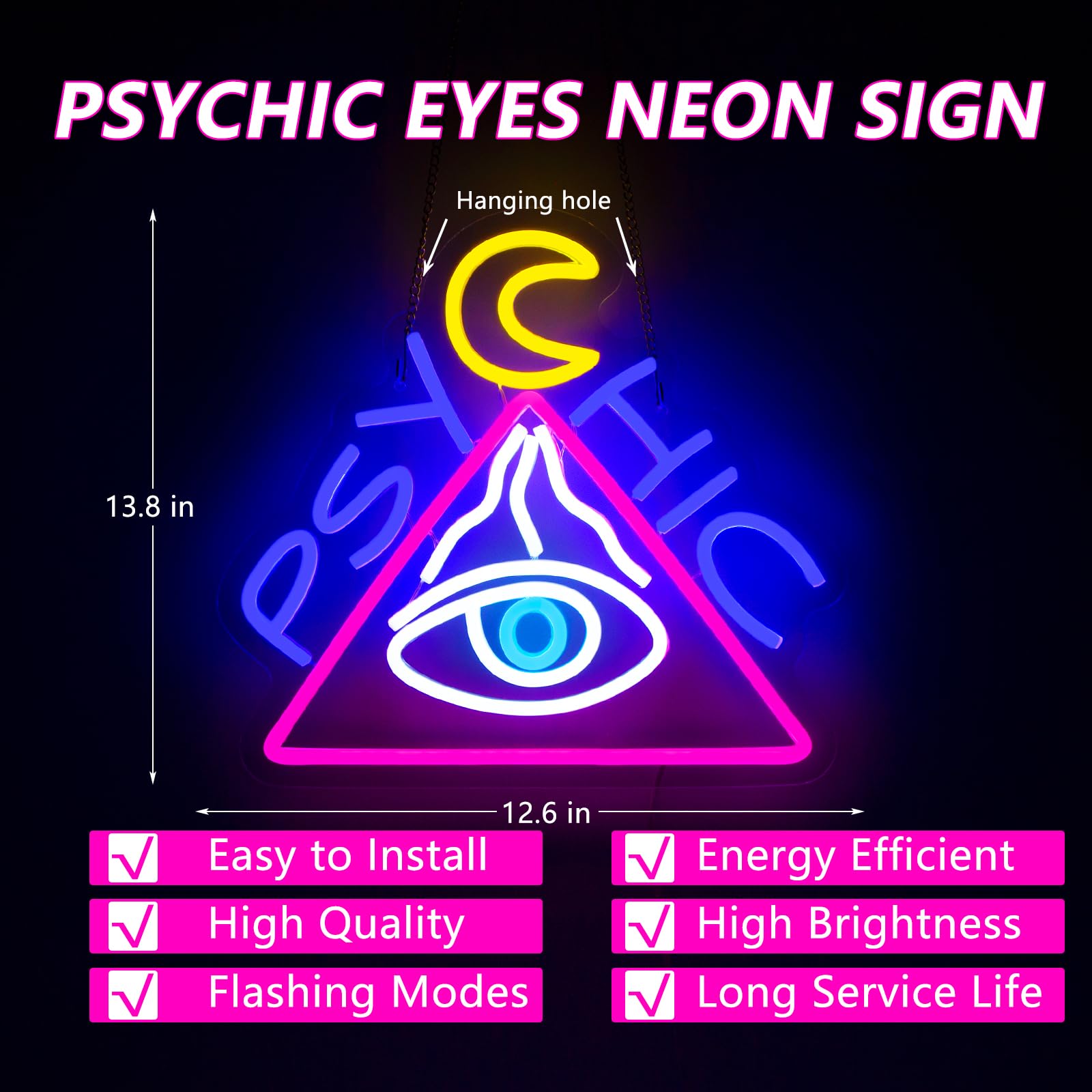 Moodlion Psychic Evil Eyes Neon Sign For Wall Decor Studio Room Led Lights, Halloween Decor Neon Signs Aesthetic Operated Light For Door Decorations, Bedroom Accessories Neon Sign