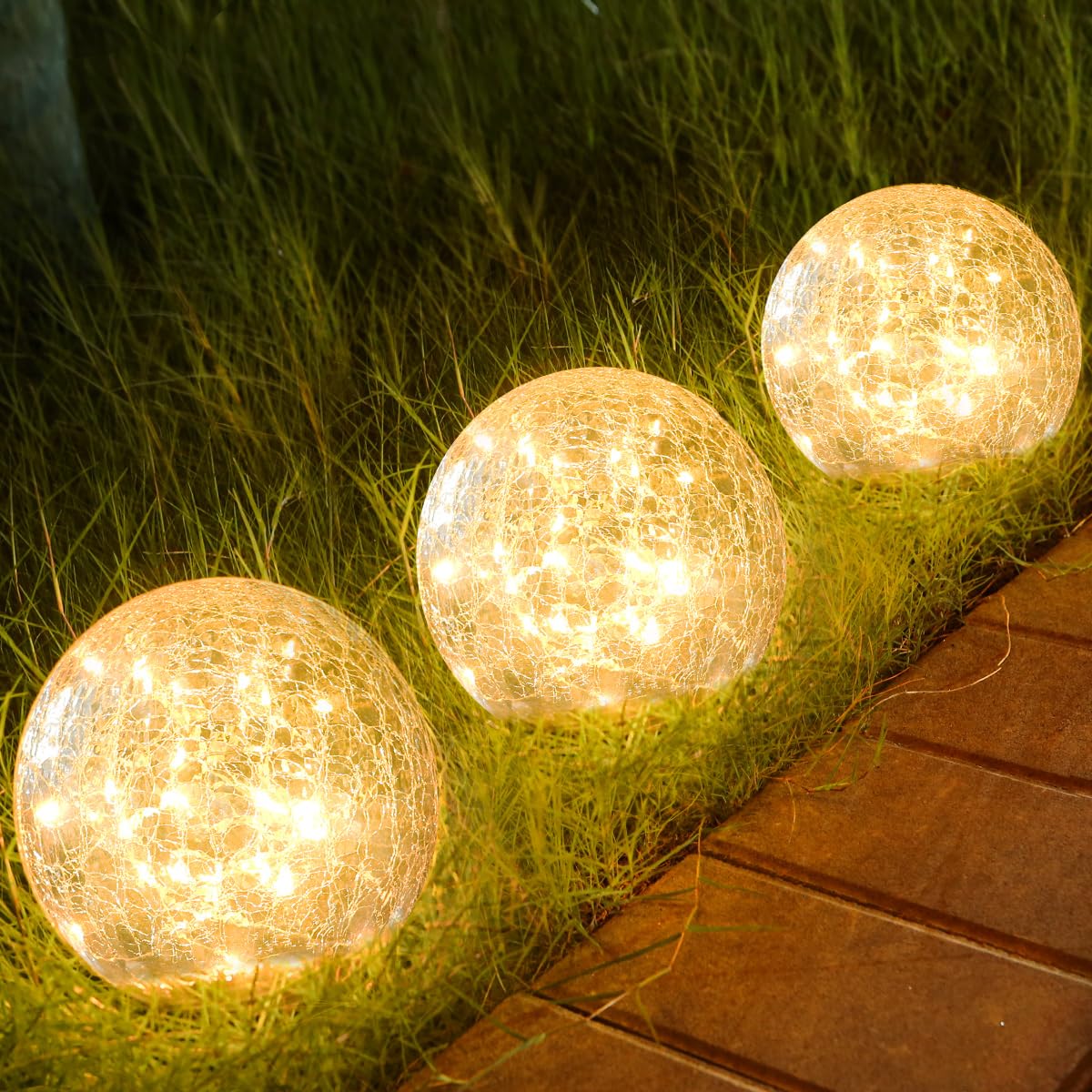 Outdoor Waterproof IP65 Solar Globe Lights, Led Solar Light Balls for Lawn Garden Patio Table Art Decoration, Yard Landscape Ill