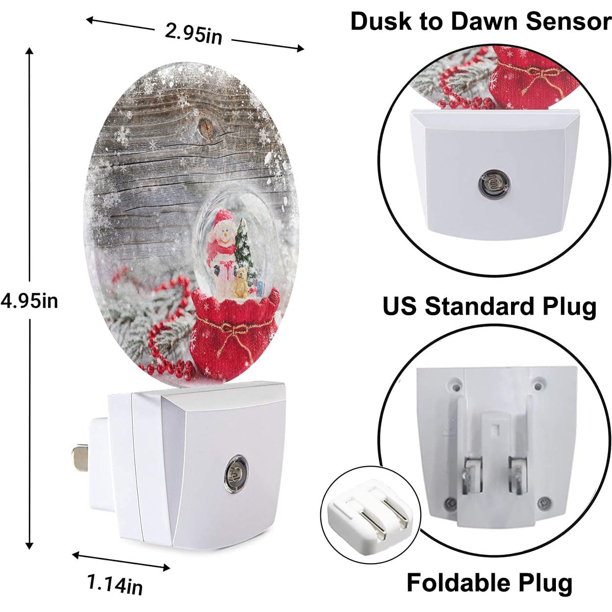Uanvaha Snowman Ball Night Light Red Xmas Ball Christmas Night Lights Plug Into Wall For Boys Girls, Led Lamp For Stairway/Hallw