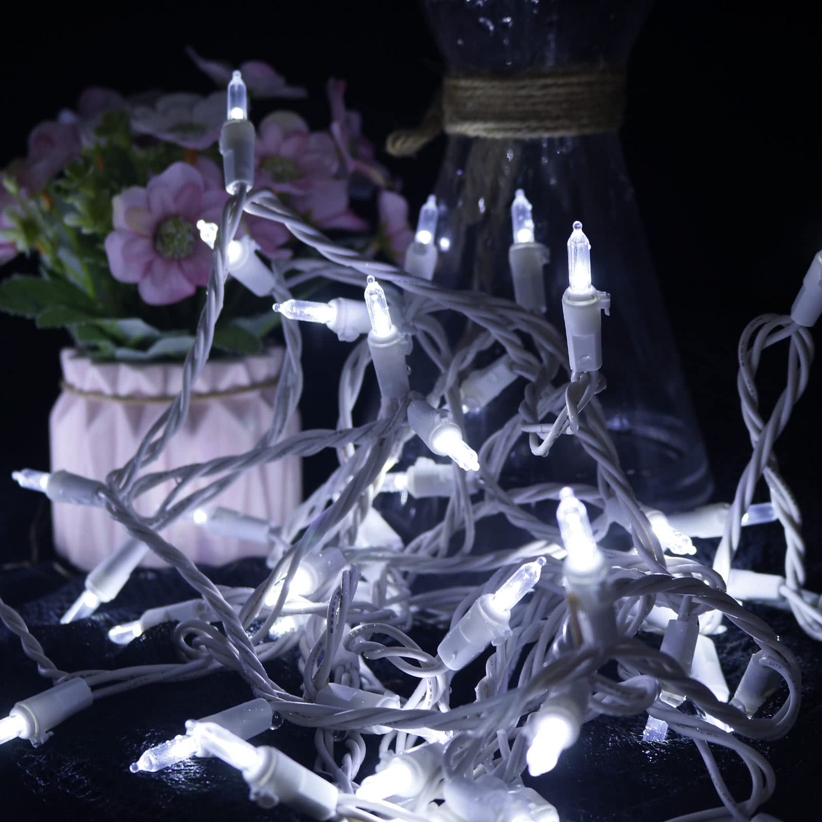 Multi-Sparking Christmas Lights (66 Feet, 200 Count) - White Wire Cool White Led Christmas Tree Lights, Mini Christmas String Lights Set For Indoor And Outdoor Decorations