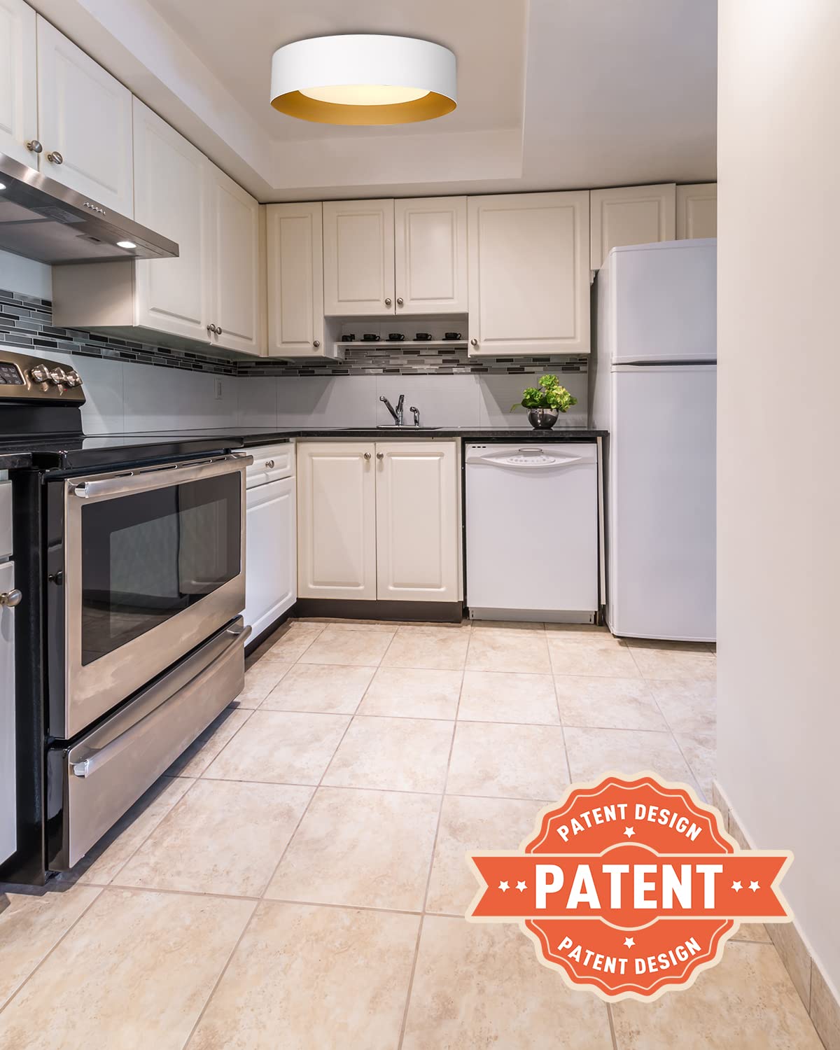 Autelo Close To Ceiling Light Fixture, 14" Frosted Glass Shade Flush Mount Ceiling Light In White Finish E26 Socket For Living Room Hallway Bedroom C3336Xs Wh