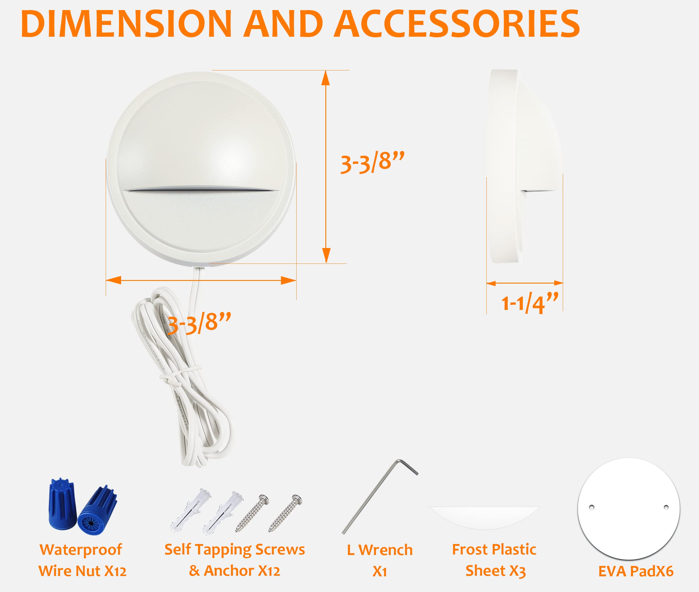 Cloudy Bay [6 Pack] 3Cct Low Voltage Led Deck Lights Outdoor,2700K/3500K/5000K Selectable,Landscape Step Stair Railing Fence Lig